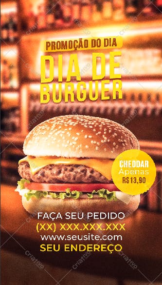 Template Instagram Dia do Hambúrguer PSD Editável