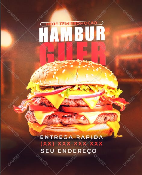 Flyer para Promoção de Hambúrguer PSD Editável