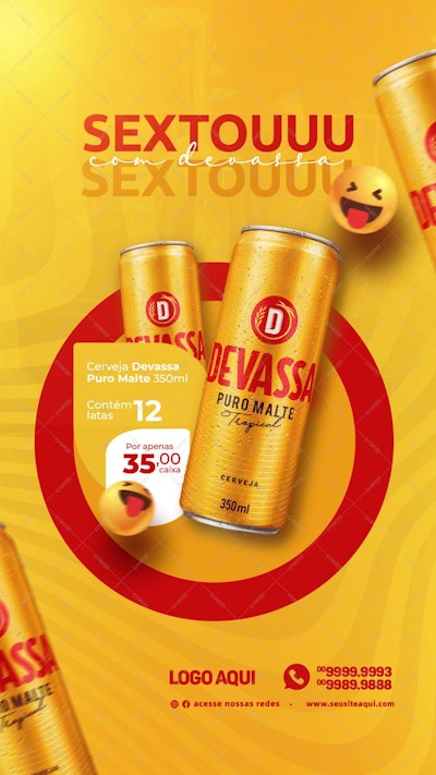 Flyer para Promoção de Cerveja Devassa PSD Editável