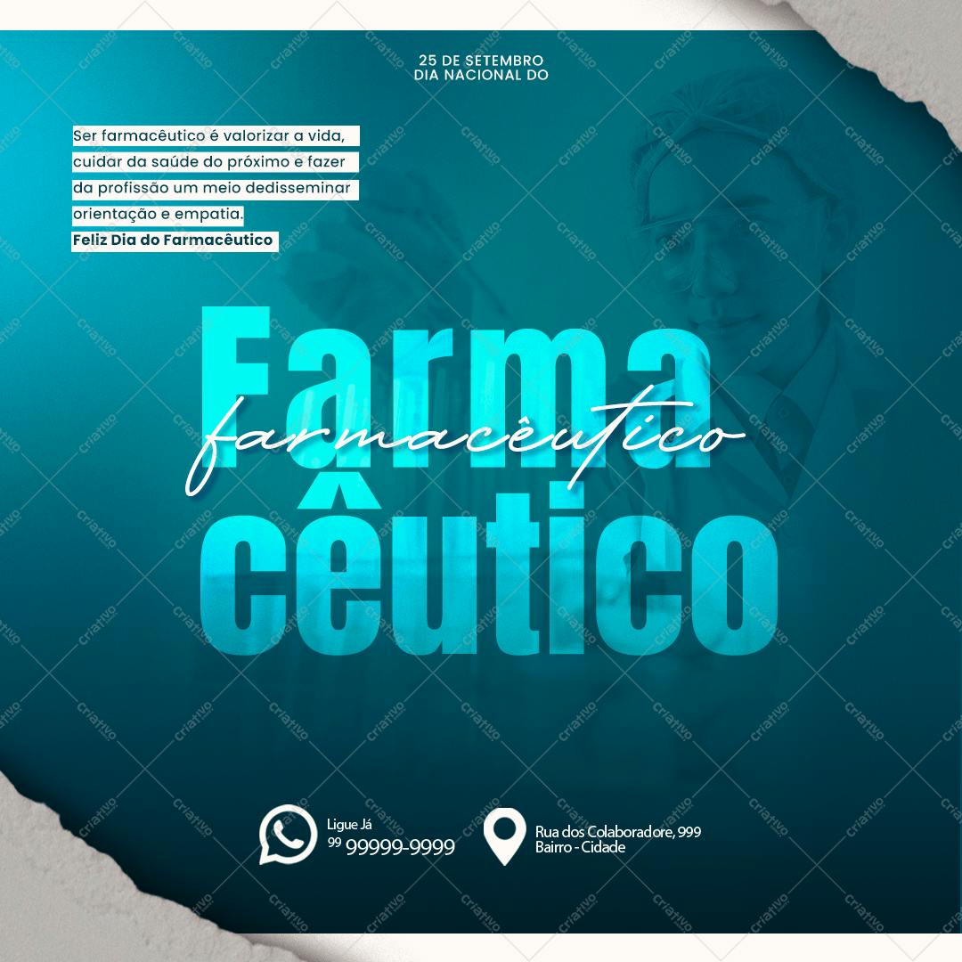 Post para Redes Sociais Dia do Farmacêutico PSD Editável