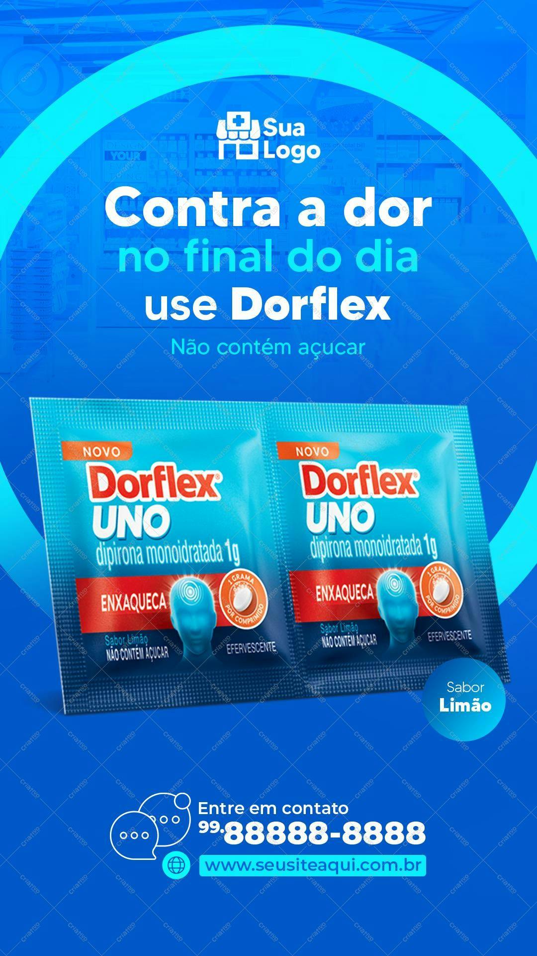 Flyer para Farmácia Contra Dor de Cabeça PSD Editável