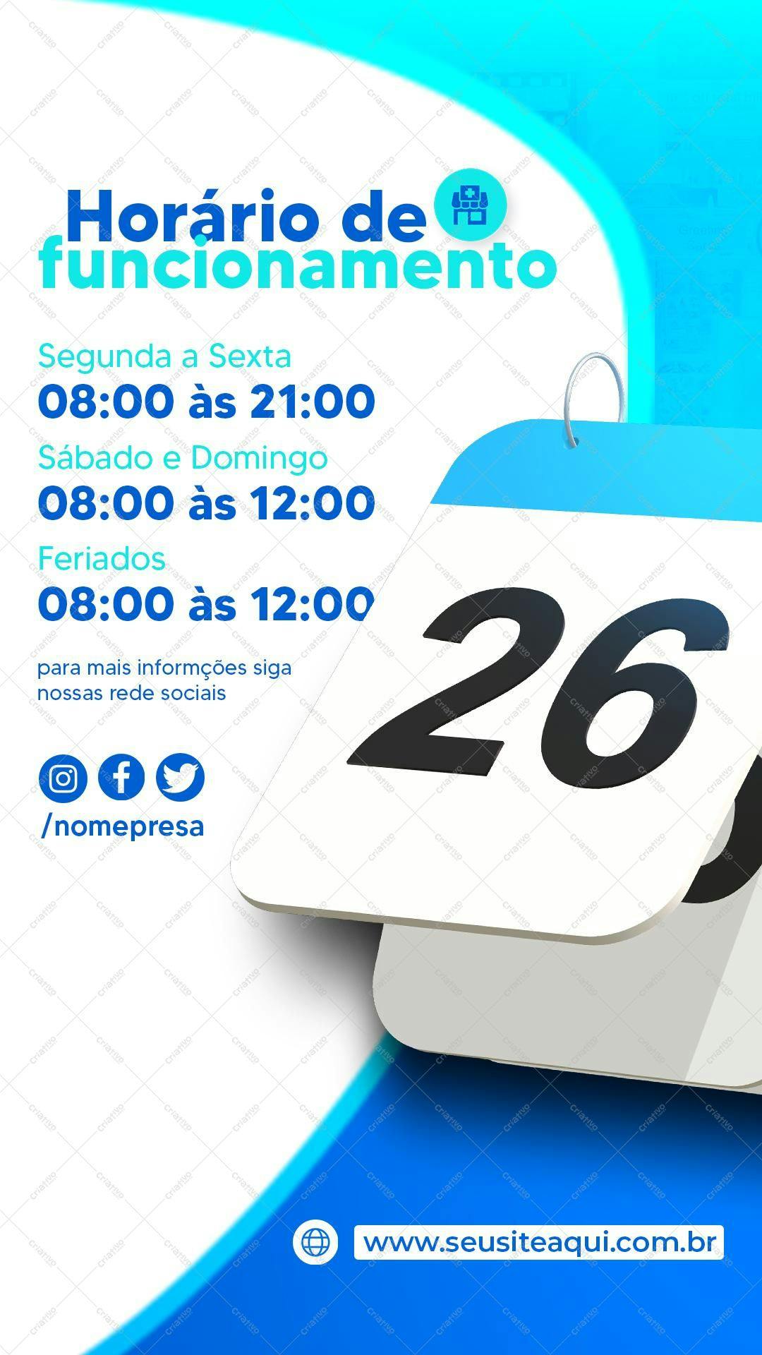 PSD Horário de Funcionamento para Empresas PSD Editável