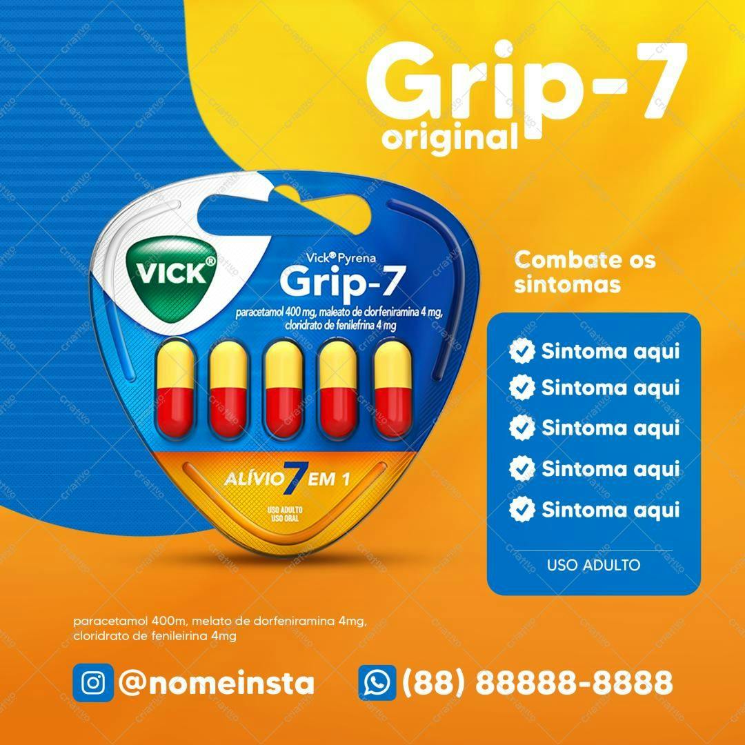 Embalagem de Remédio Grip-7 PSD Editável
