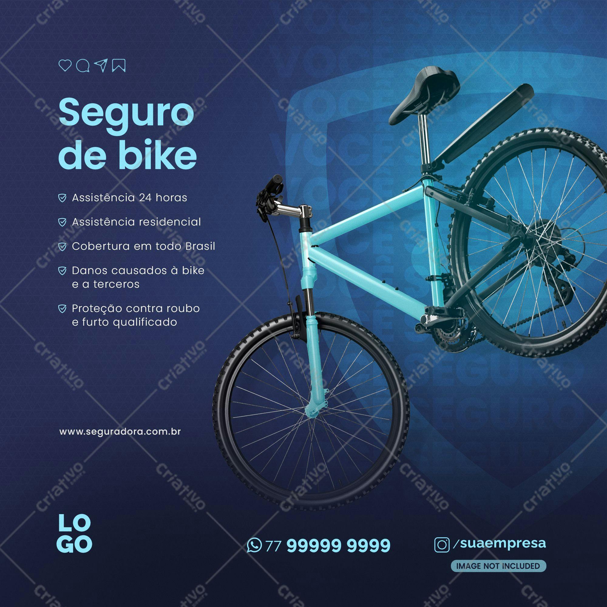 Post para Redes Sociais Seguro de Bike PSD Editável