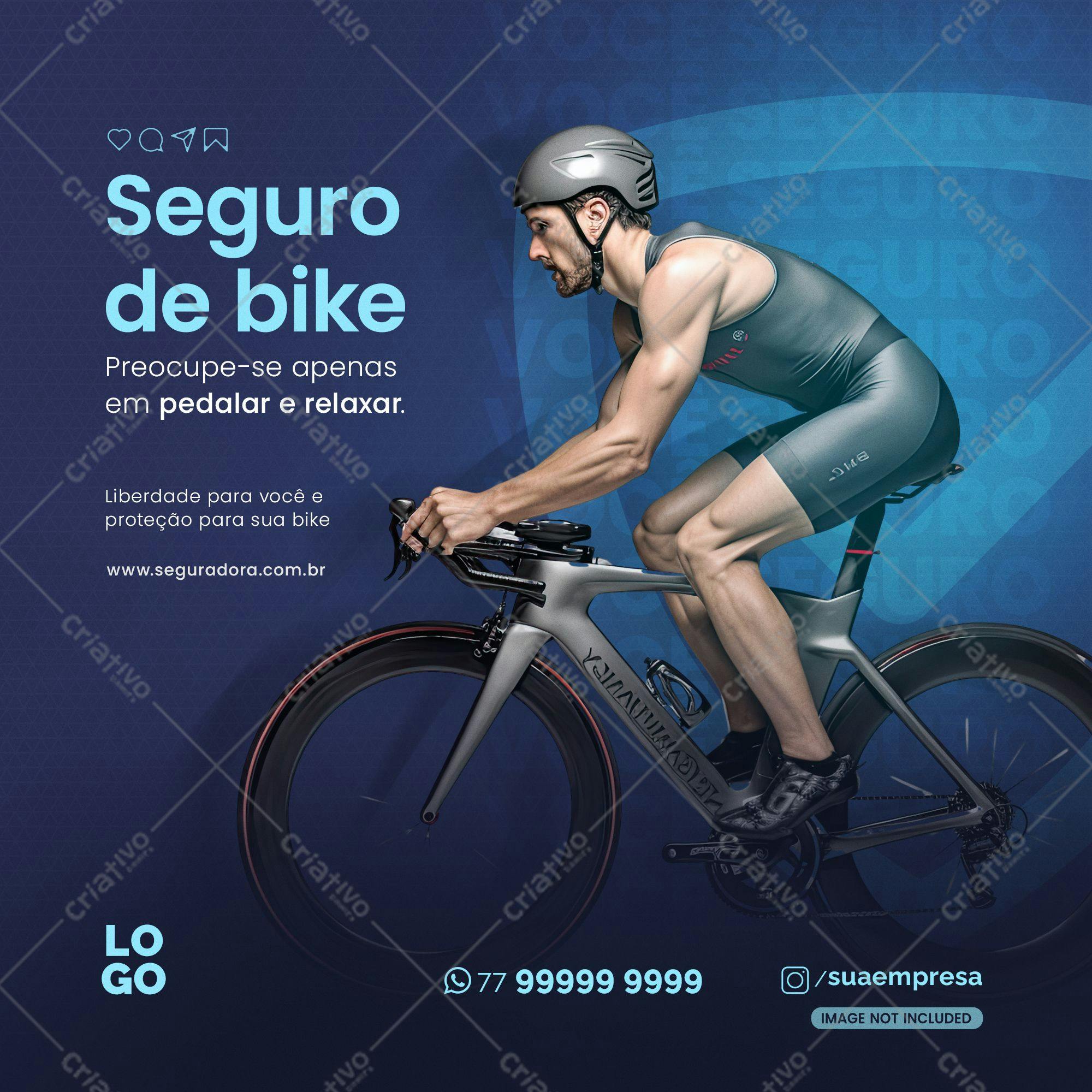 Post para Redes Sociais Seguro de Bike PSD Editável