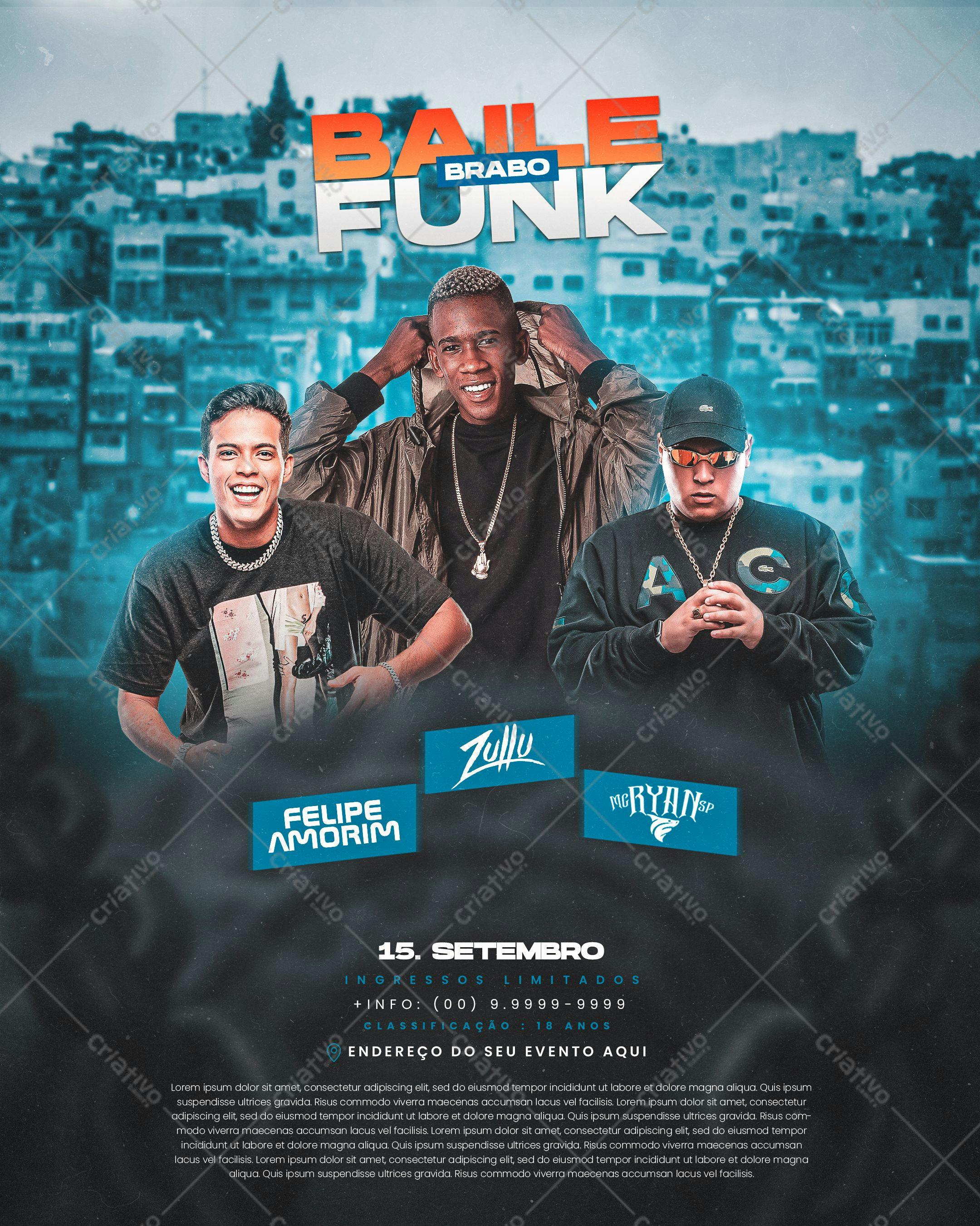 Flyer para Baile Funk PSD Editável