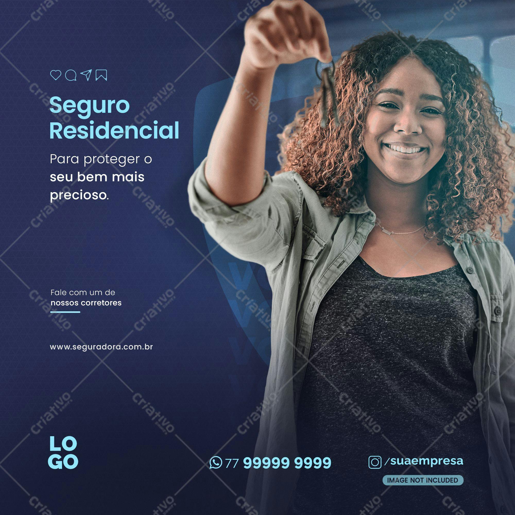 Post para Redes Sociais Seguro Residencial PSD Editável