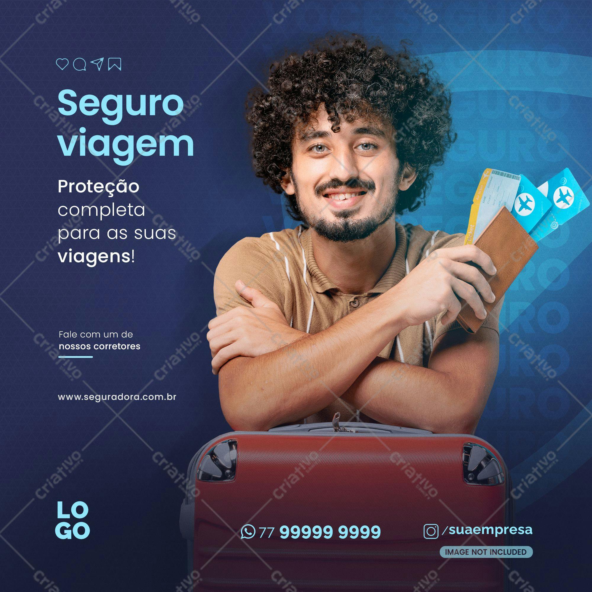 Post para Redes Sociais Seguro Viagem PSD Editável