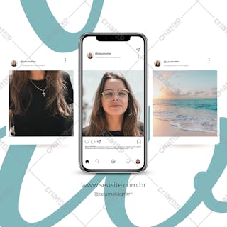 Mockup de perfil e celular para instagram