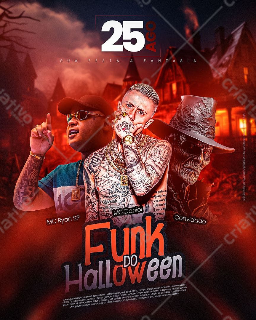 Flyer para Festa Funk do Halloween PSD Editável