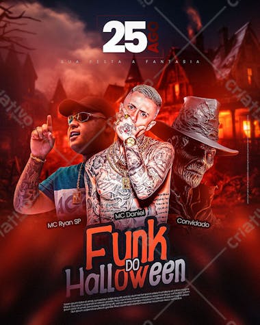 Flyer funk do halloween social media psd editavel