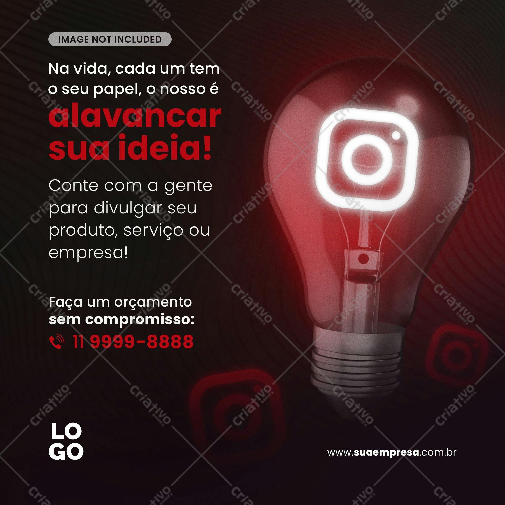 Post para Instagram com Lâmpada PSD Editável