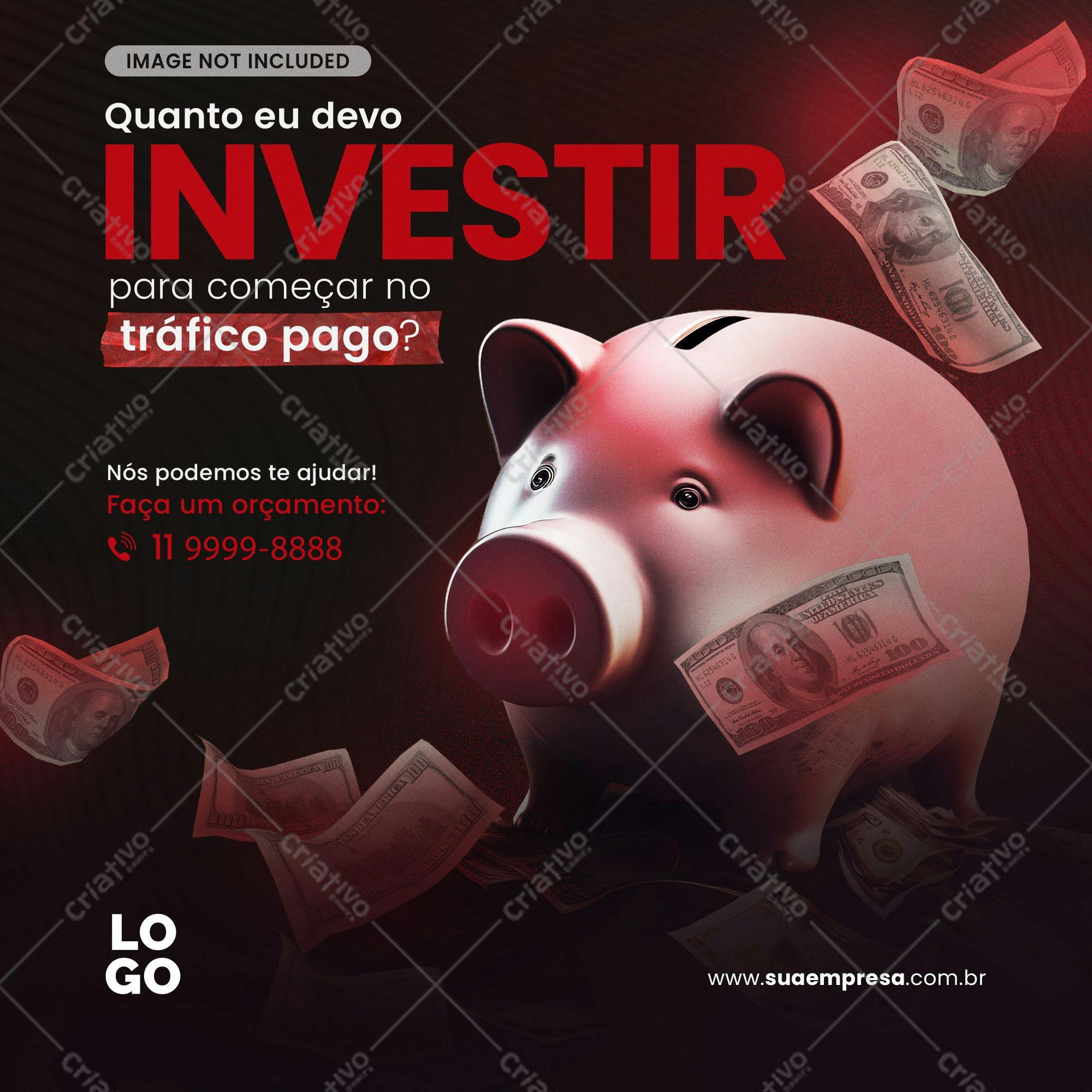 Post para Redes Sociais sobre Investimentos PSD Editável
