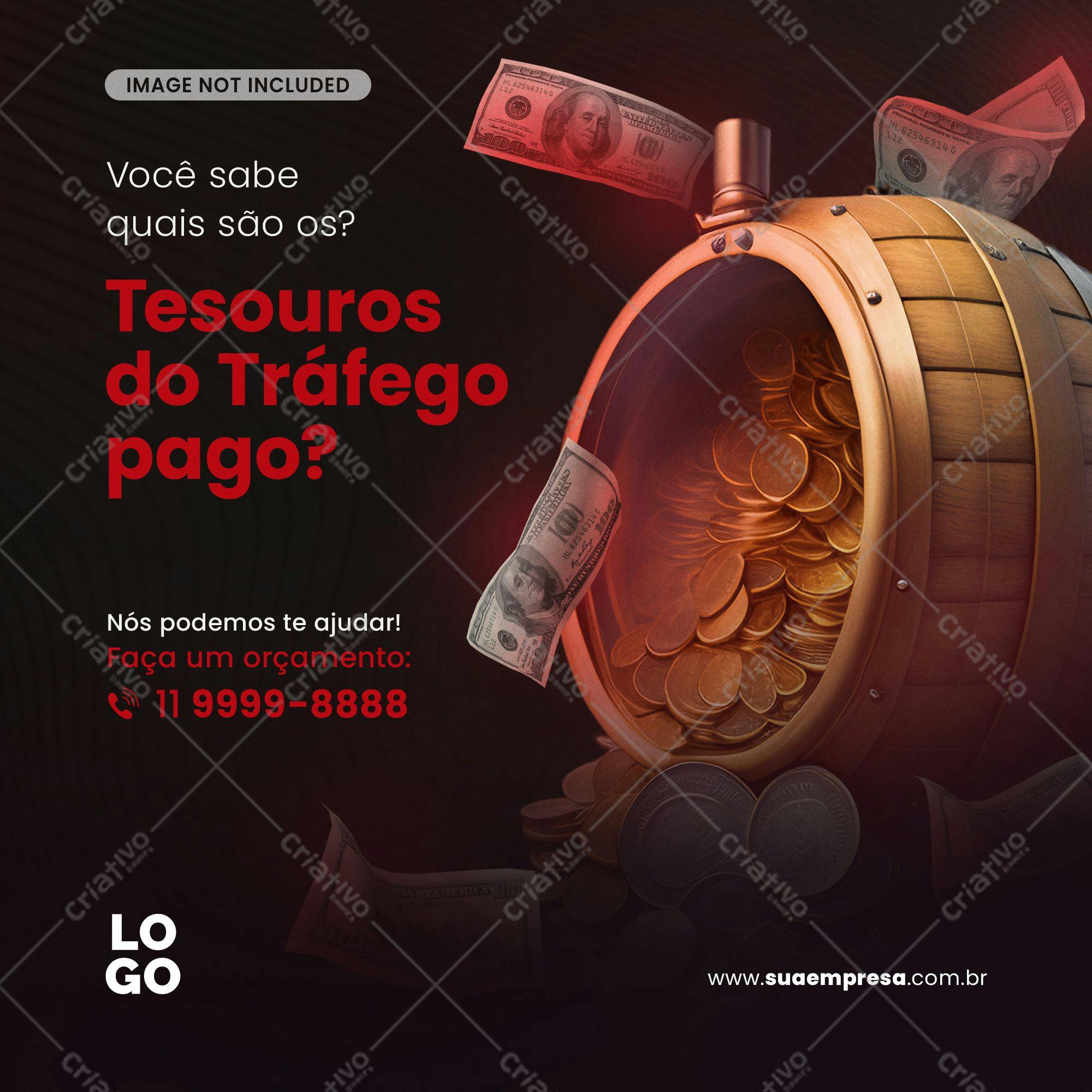 Post para Redes Sociais Tesouros do Tráfego Pago PSD Editável