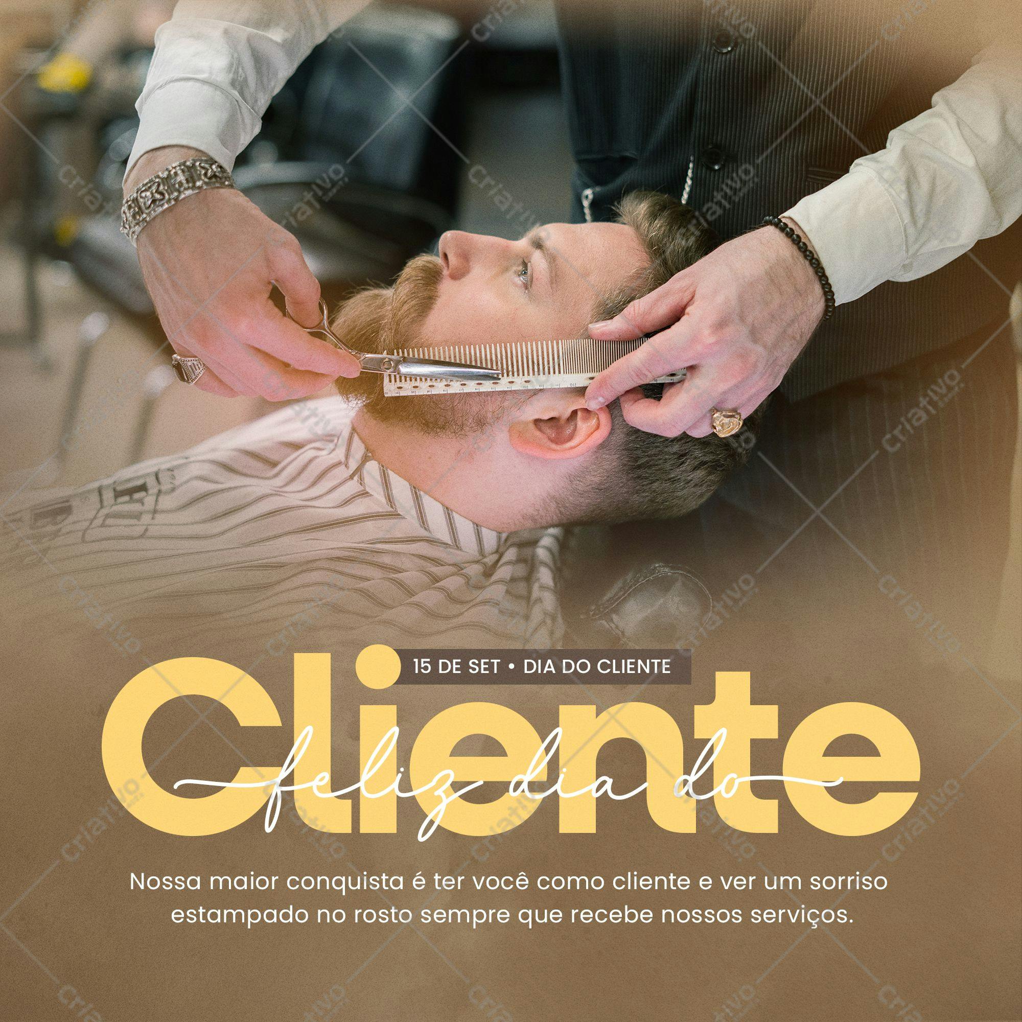 Post para Dia do Cliente Barbeiro PSD Editável
