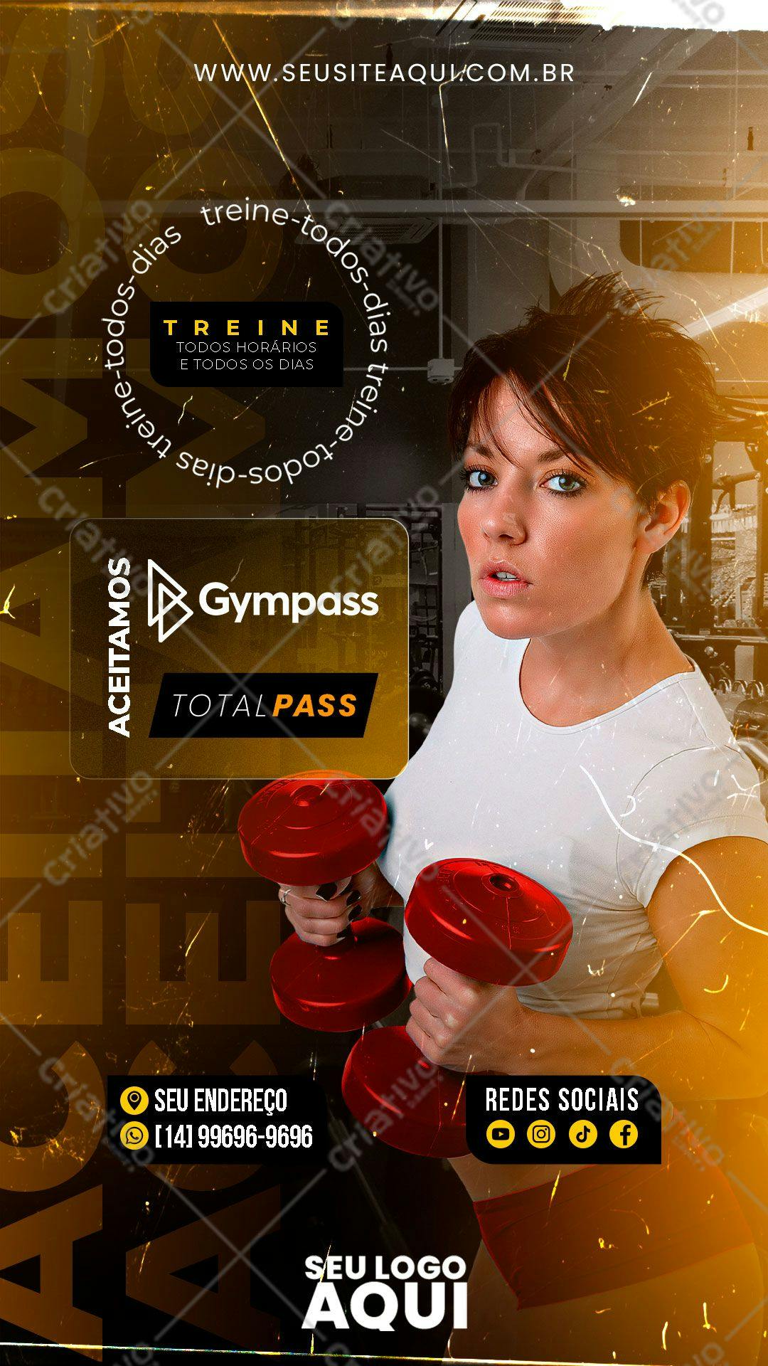 Flyer Academia com Mulher Malhando PSD Editável