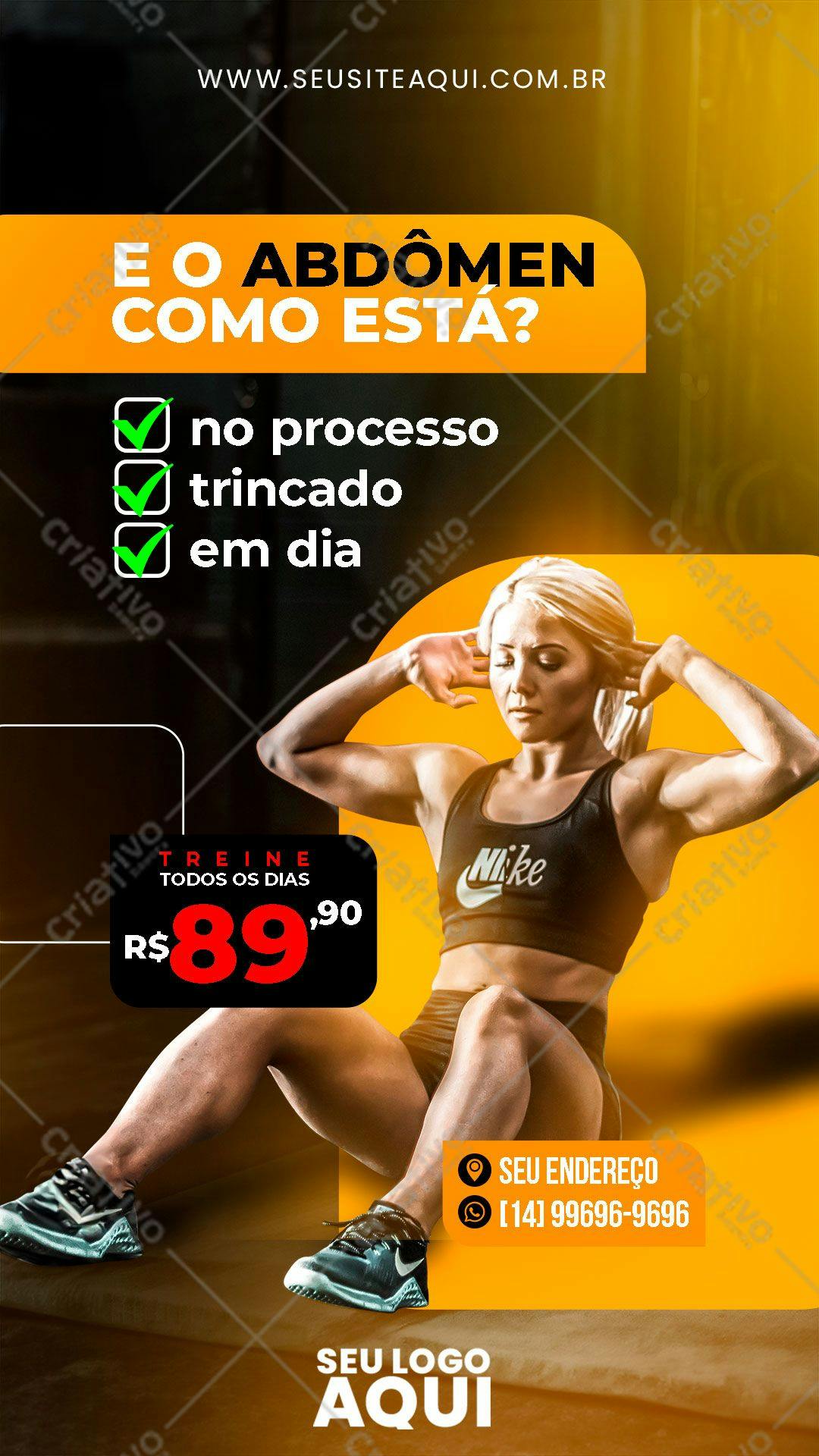 Post para Academia Treino Abdominal PSD Editável