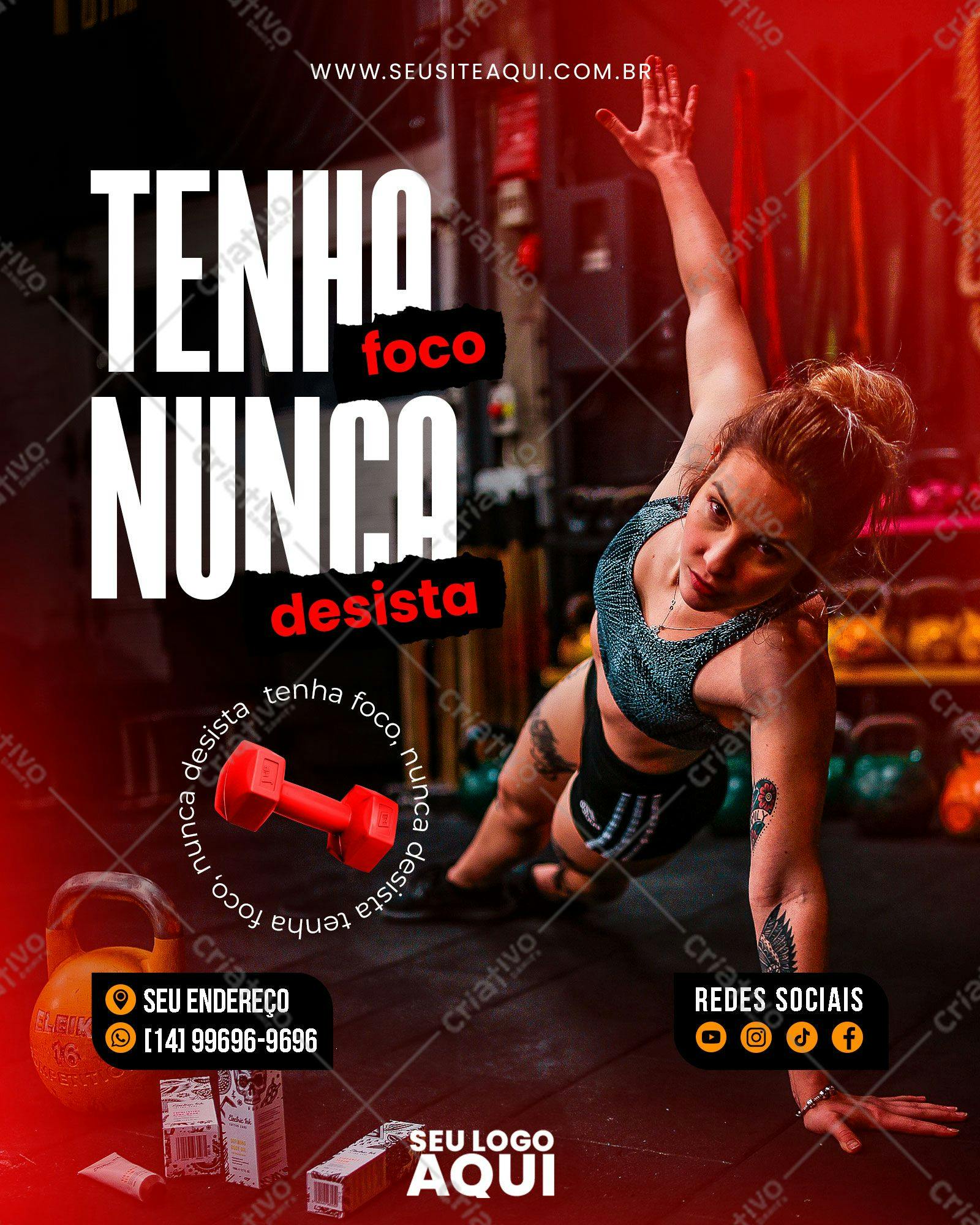 Post para Academia com Modelo Feminino PSD Editável
