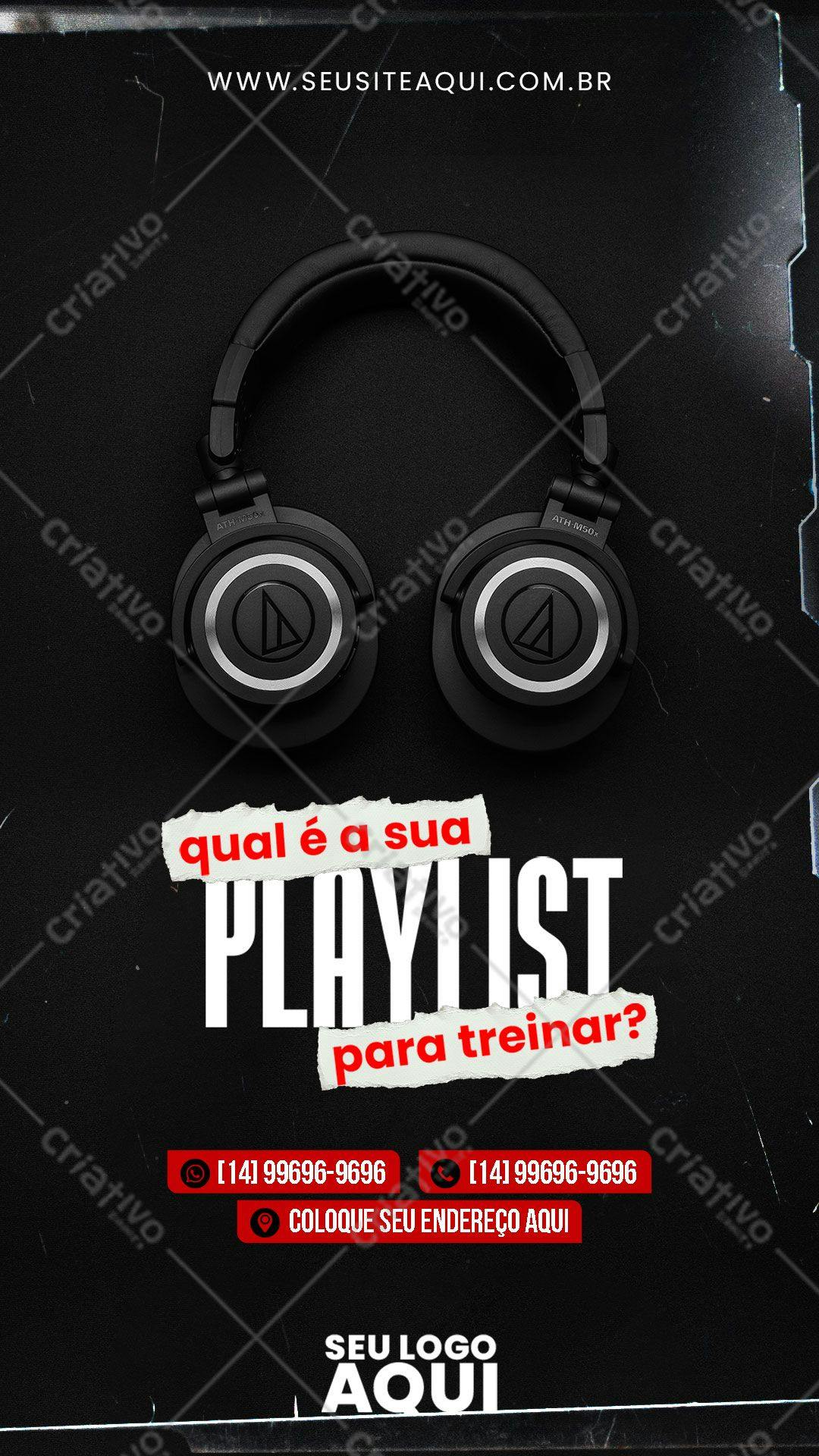 Flyer para Academia com Fones de Ouvido PSD Editável