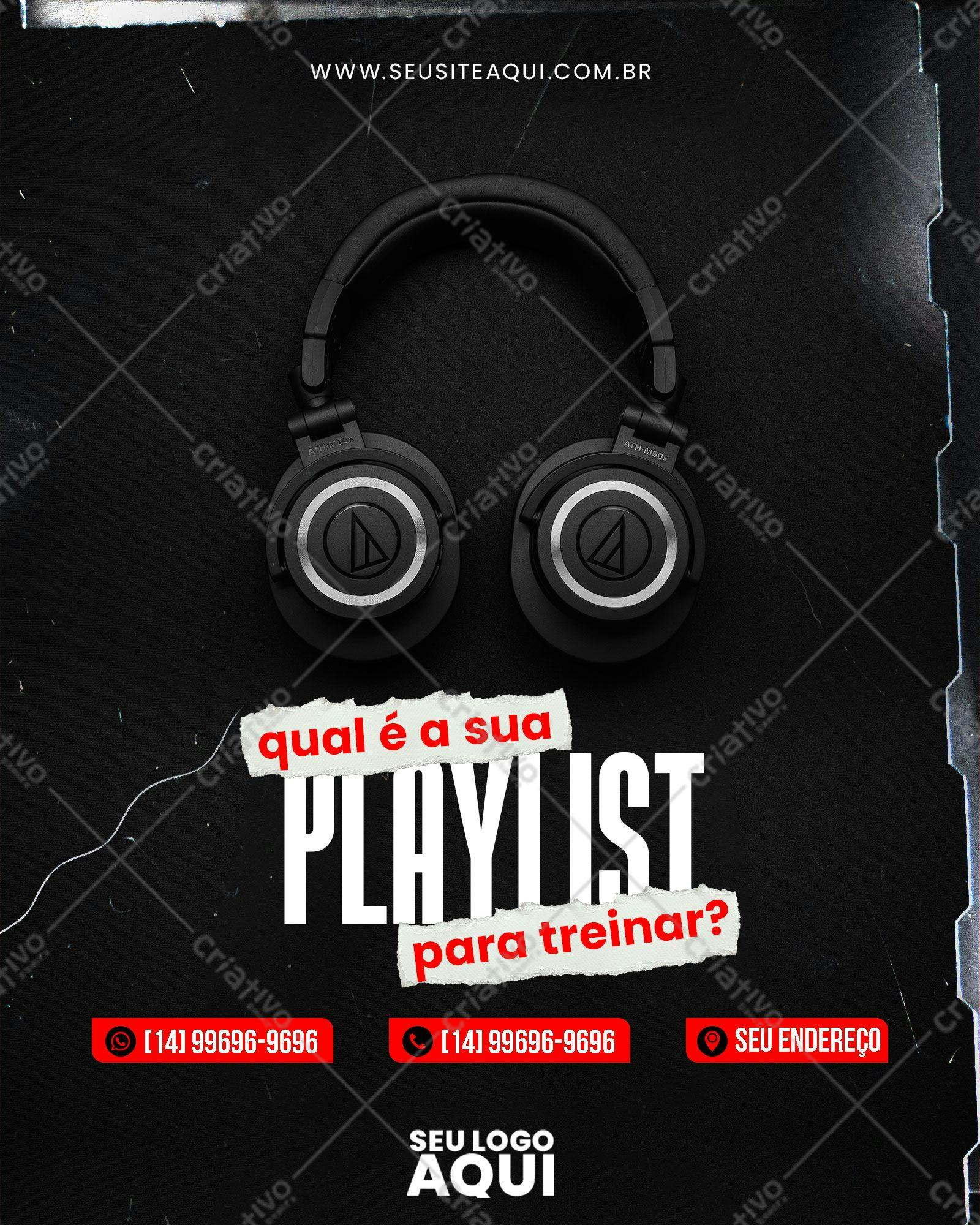 Template de Flyer para Playlist de Treino PSD Editável