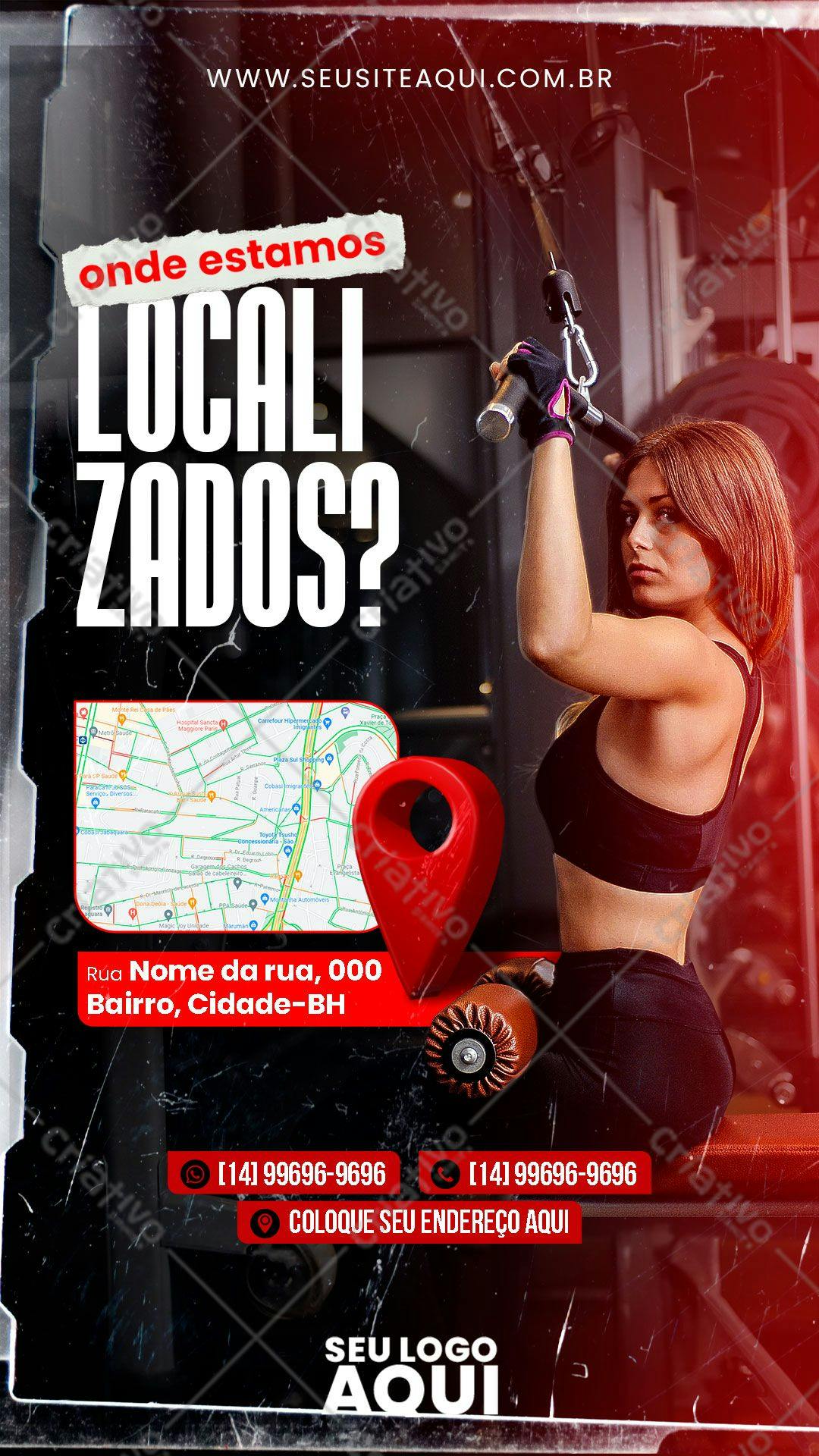 Flyer para Academia com localização PSD Editável