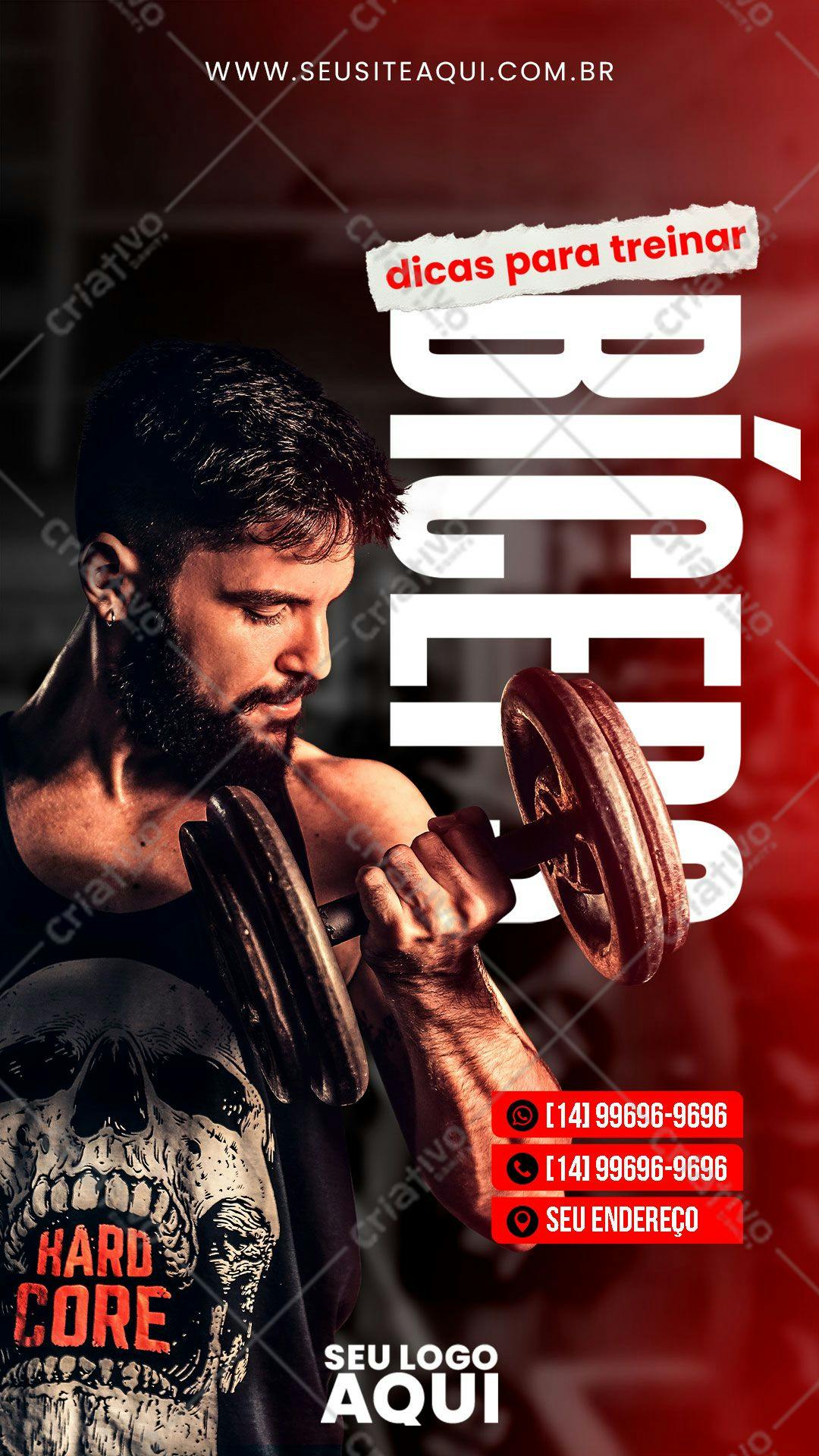 Flyer Treino Bíceps Academia PSD Editável
