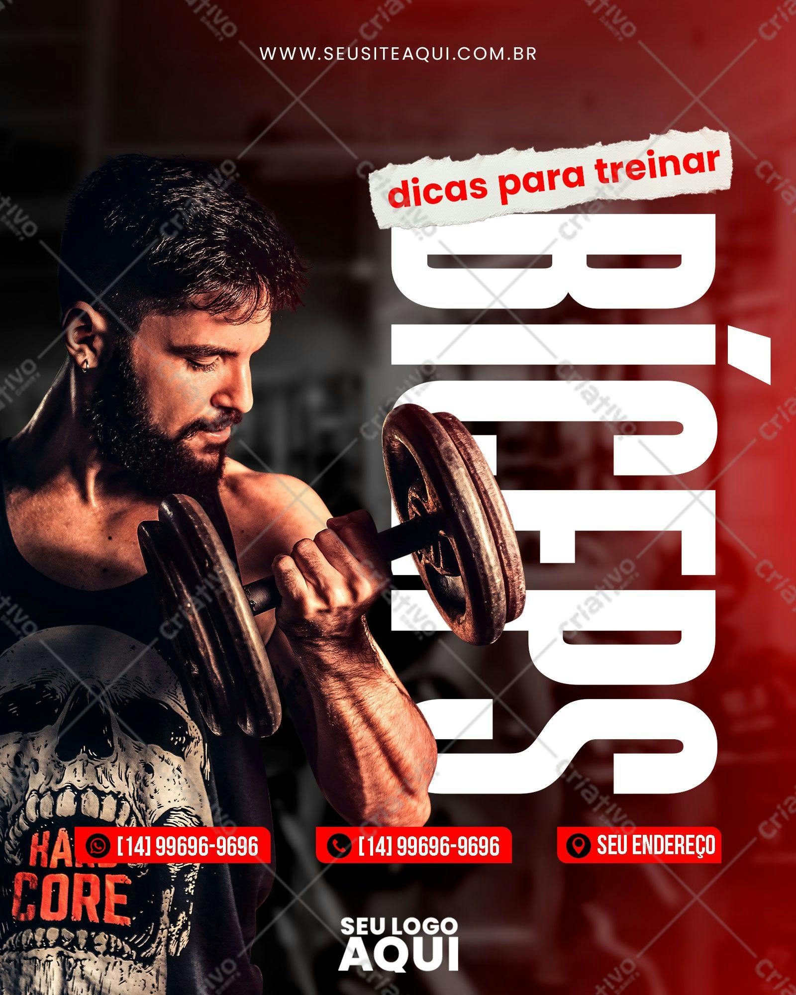 Flyer Treino Bíceps Academia PSD Editável