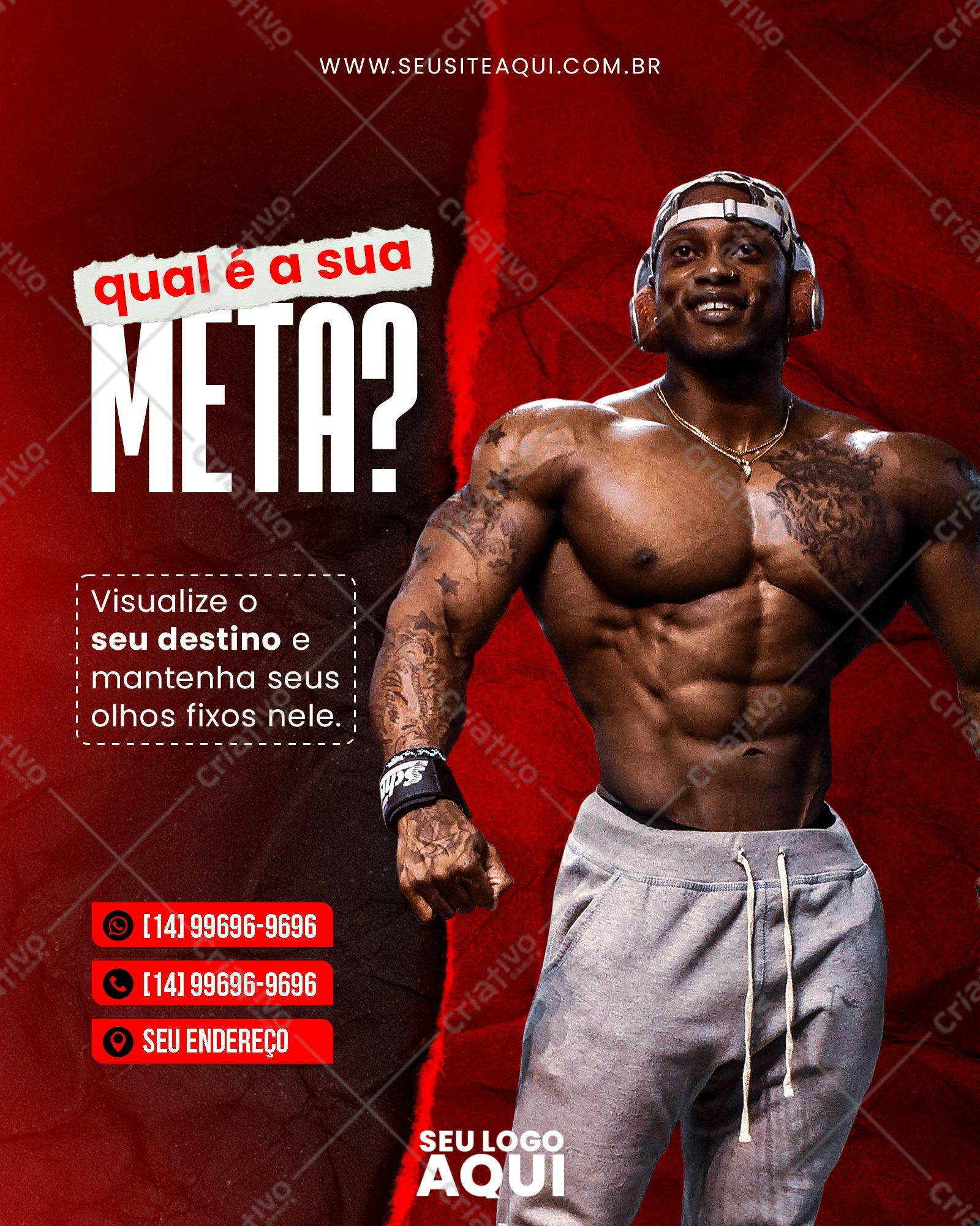 Modelo de Post para Redes Sociais com Tema Fitness PSD Editável