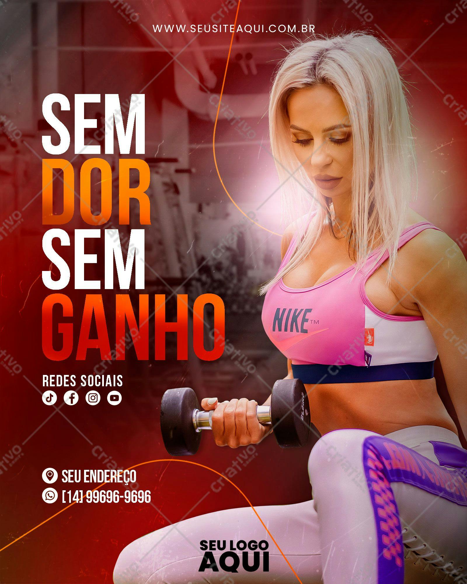 Flyer para Academia com Modelo Feminina PSD Editável