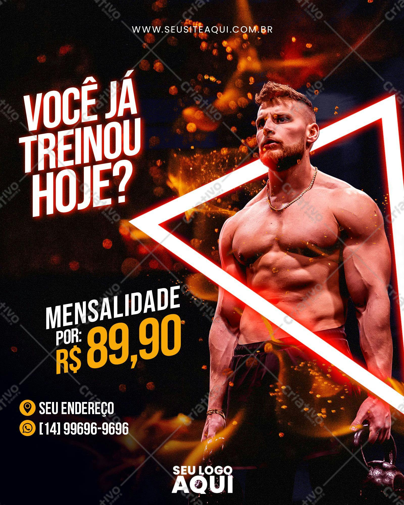 Post para Academia com Modelo Treinando PSD Editável
