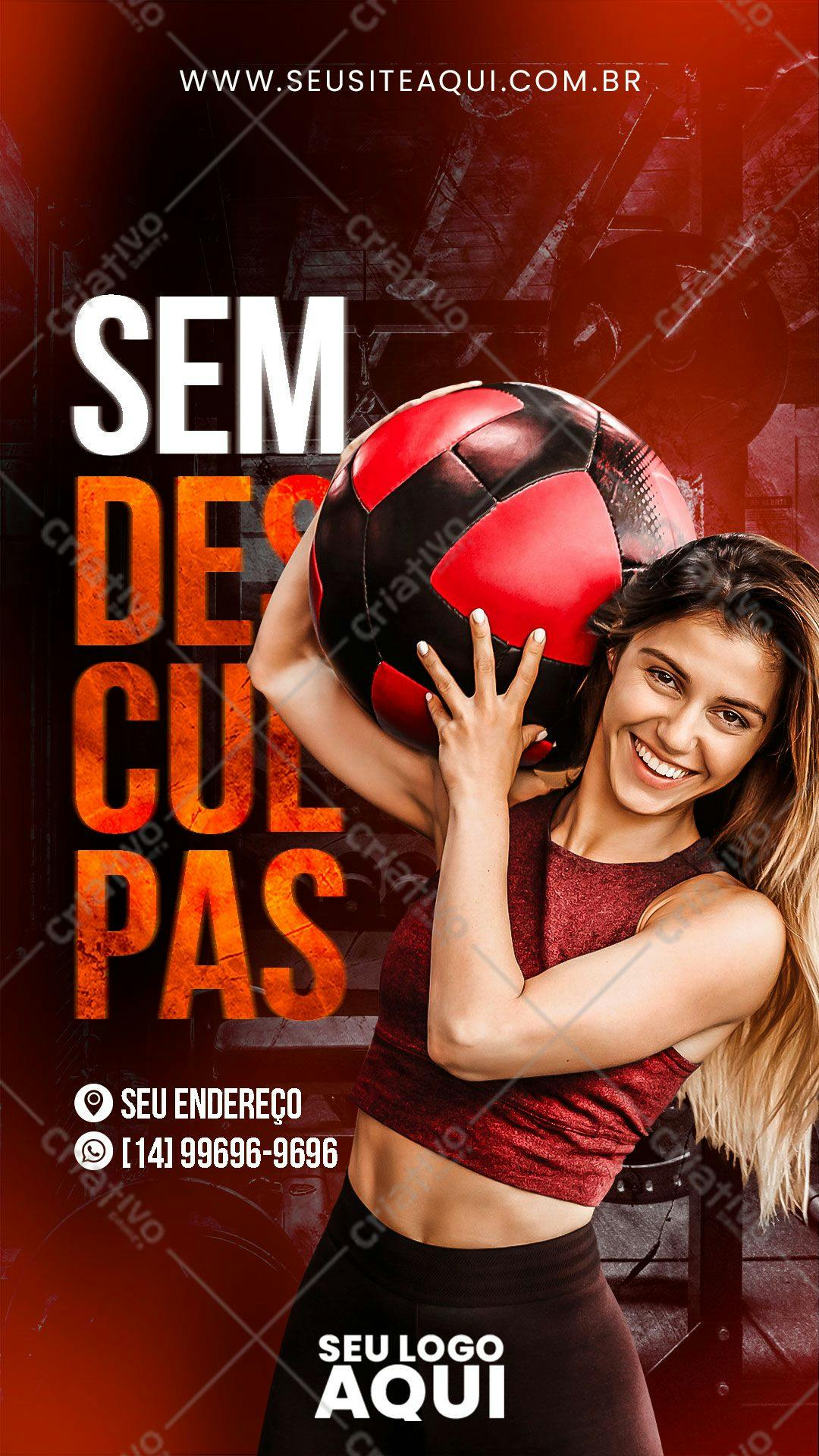Flyer para Academia com Mulher Treinando PSD Editável