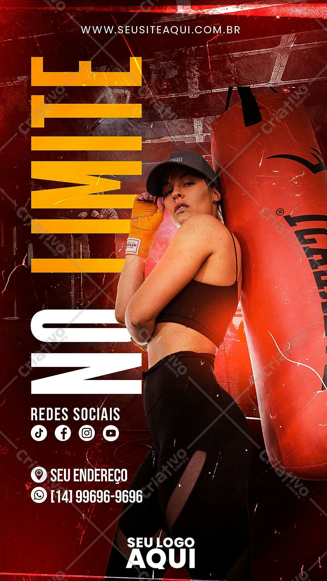 Flyer para Academia Boxe Feminino PSD Editável