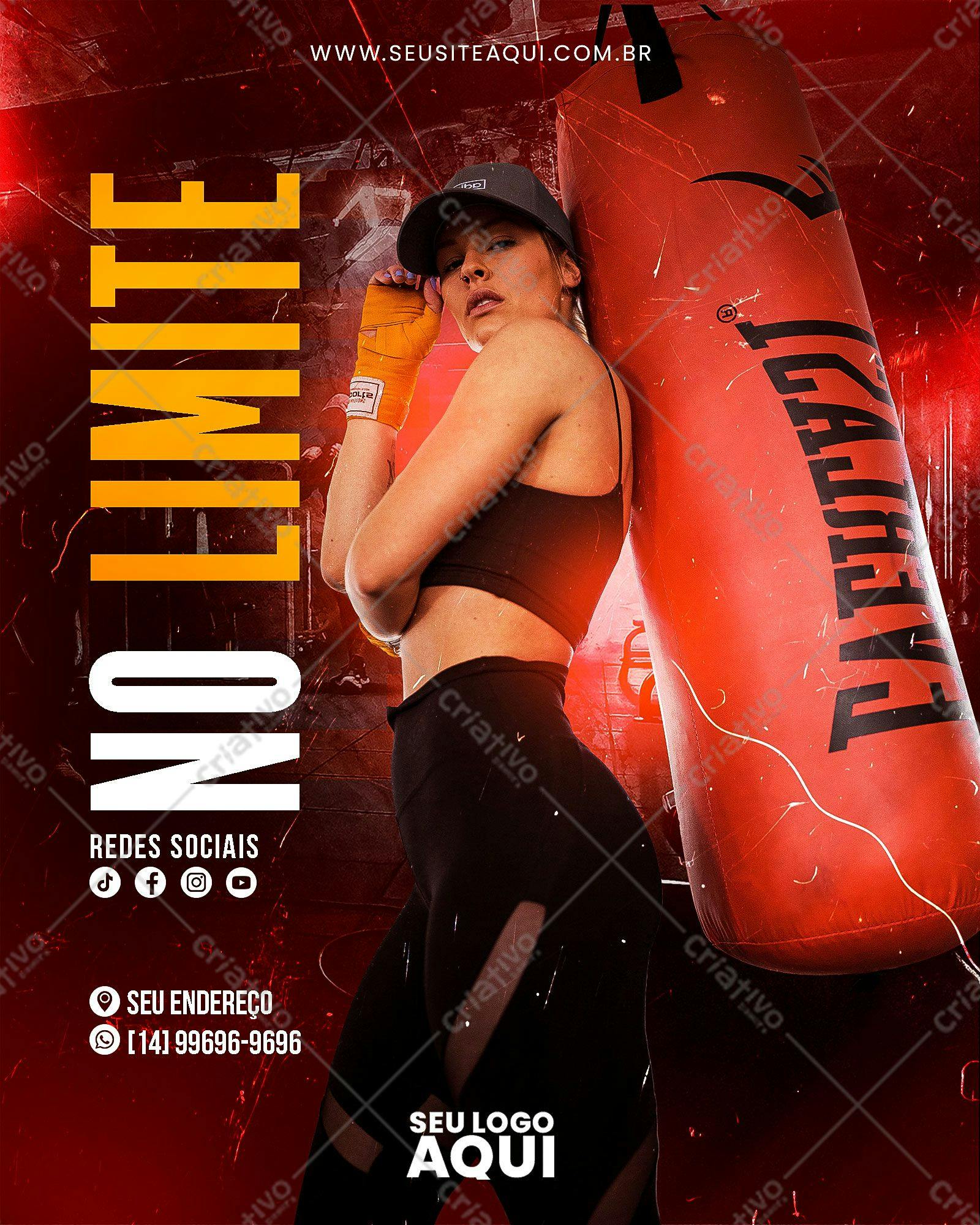 Post para Redes Sociais Treino de Boxe PSD Editável