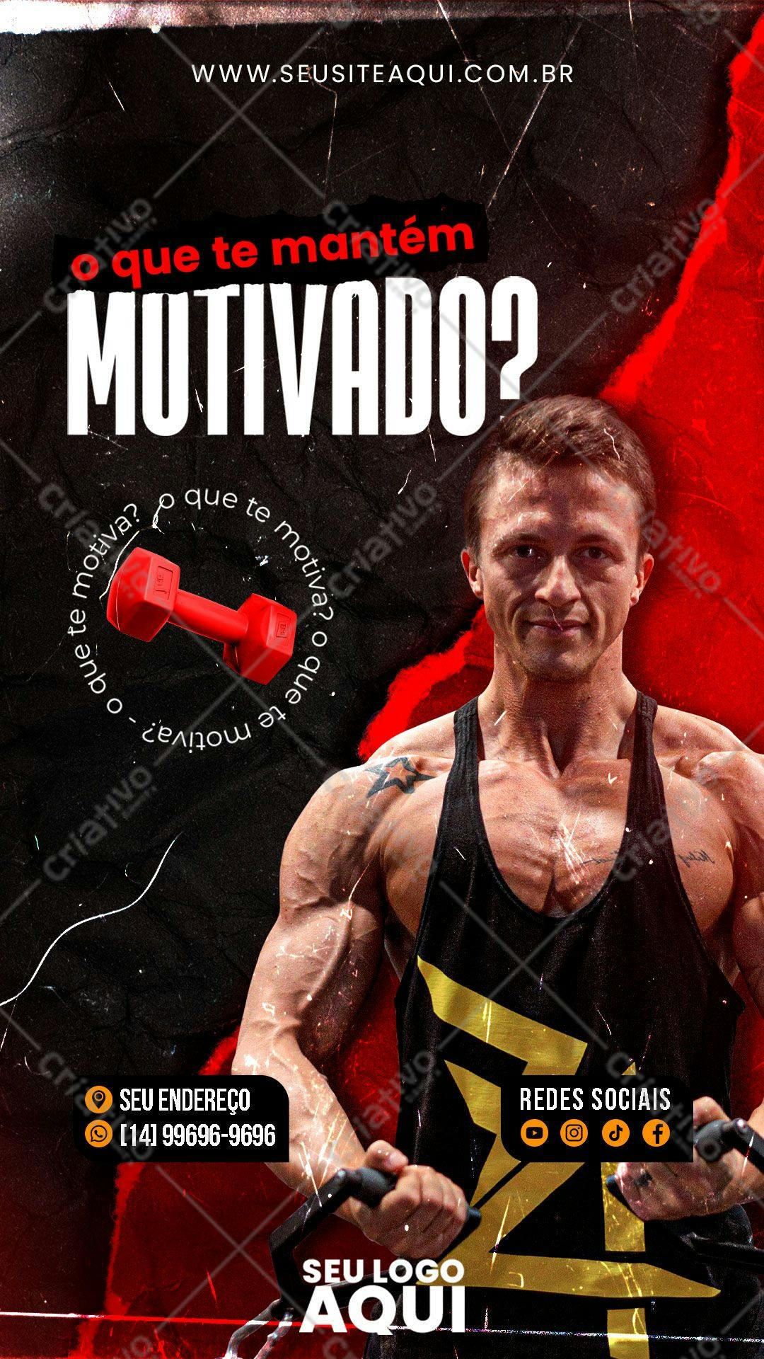 Post para Redes Sociais Motivacional Fitness PSD Editável