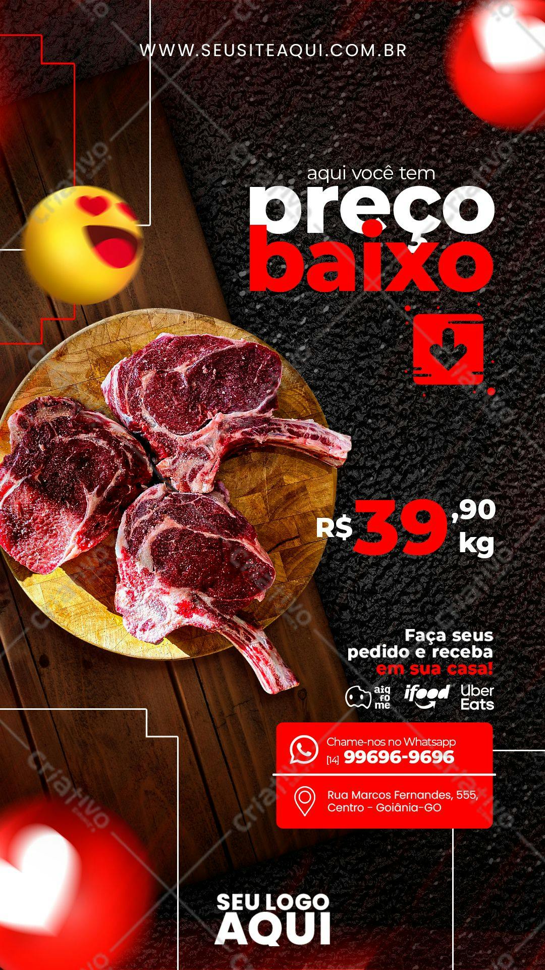 Post para Redes Sociais Churrascaria PSD Editável