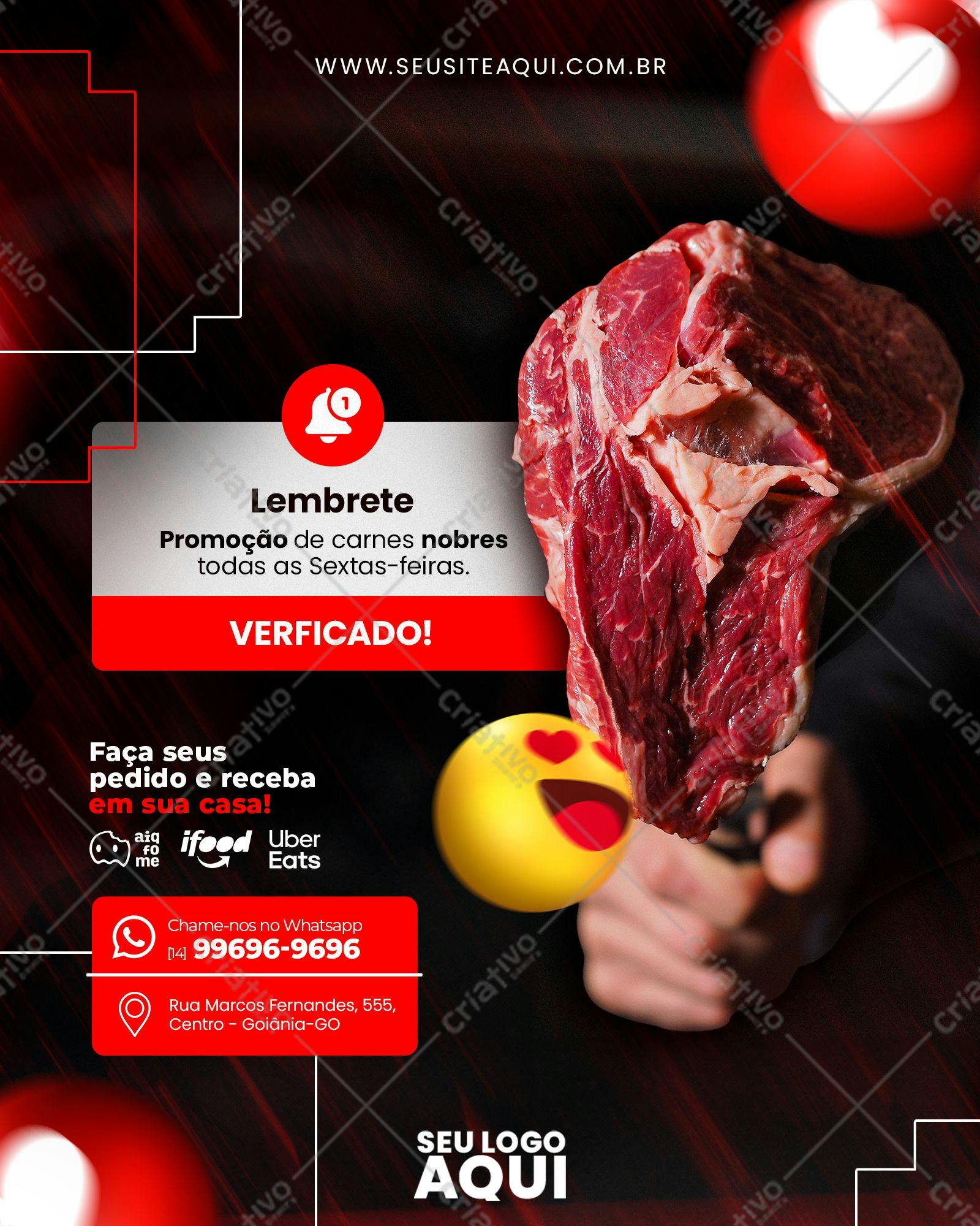 Post para Redes Sociais Promoção de Carnes Nobres PSD Editável