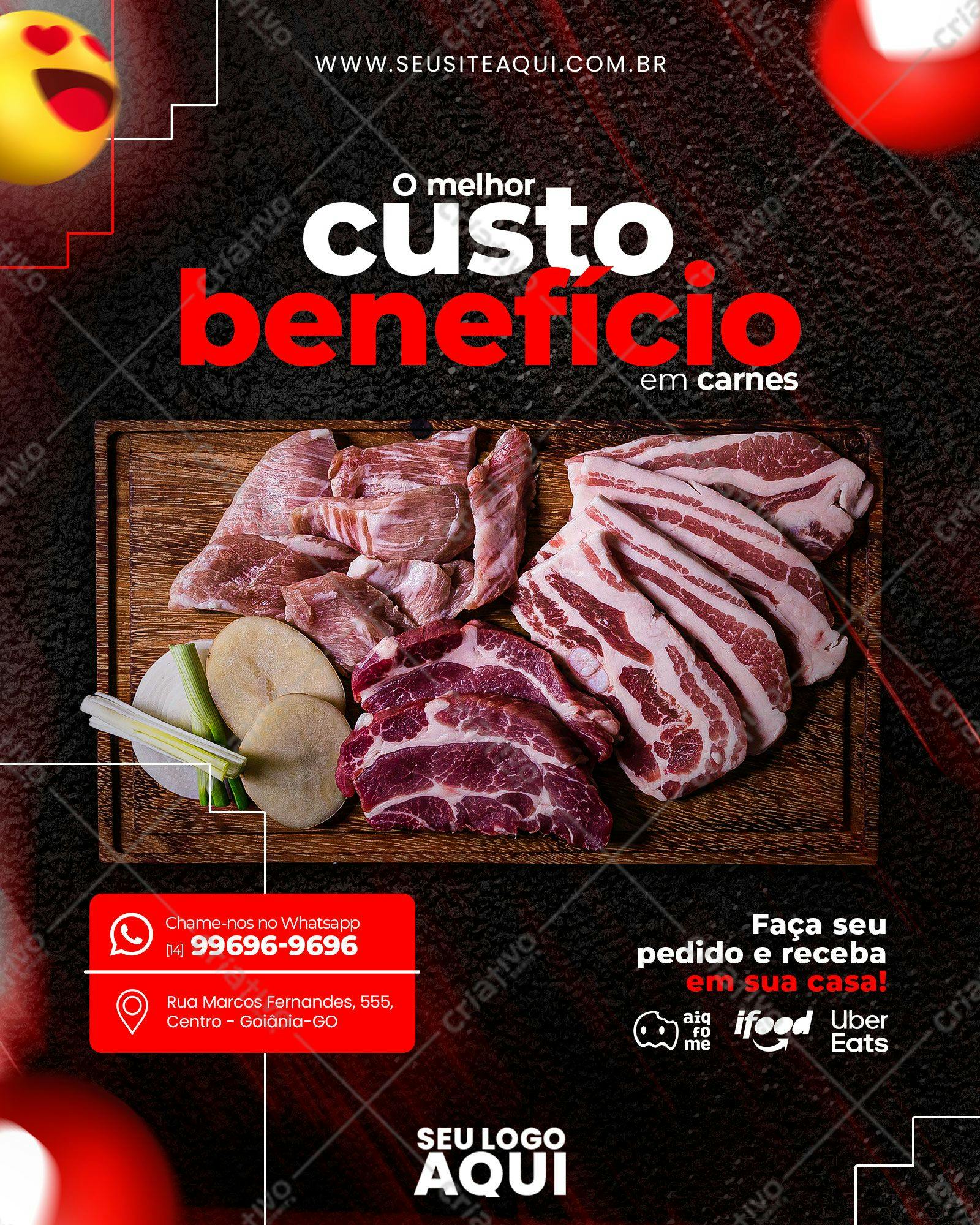 Flyer para Delivery de Carnes PSD Editável