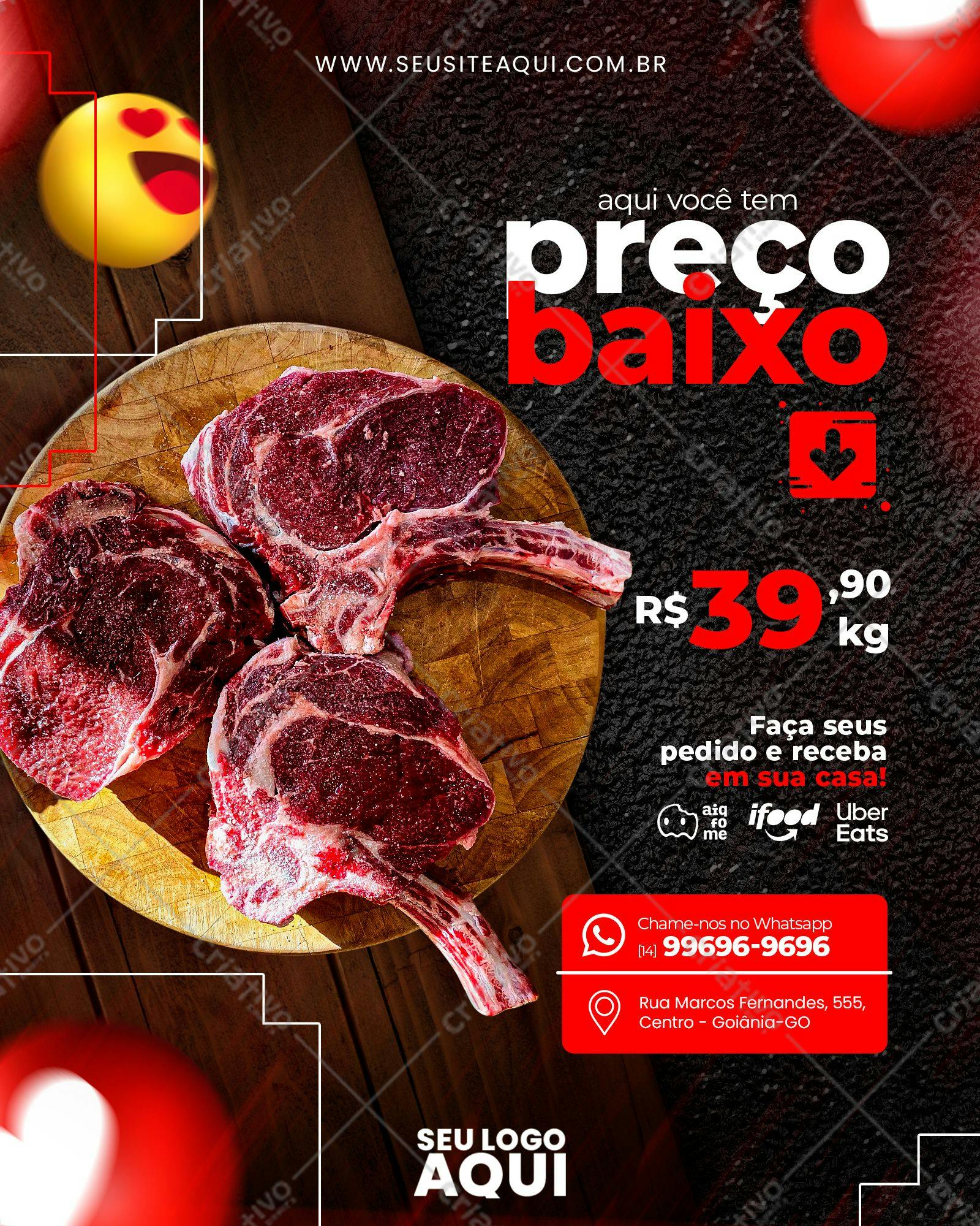 Post para Redes Sociais Churrascaria PSD Editável