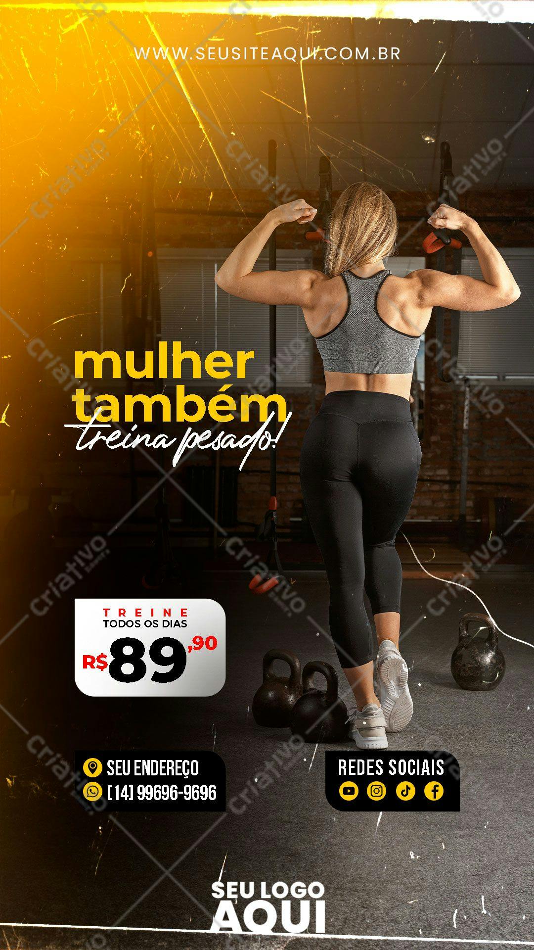 Flyer Treino para Mulheres PSD Editável
