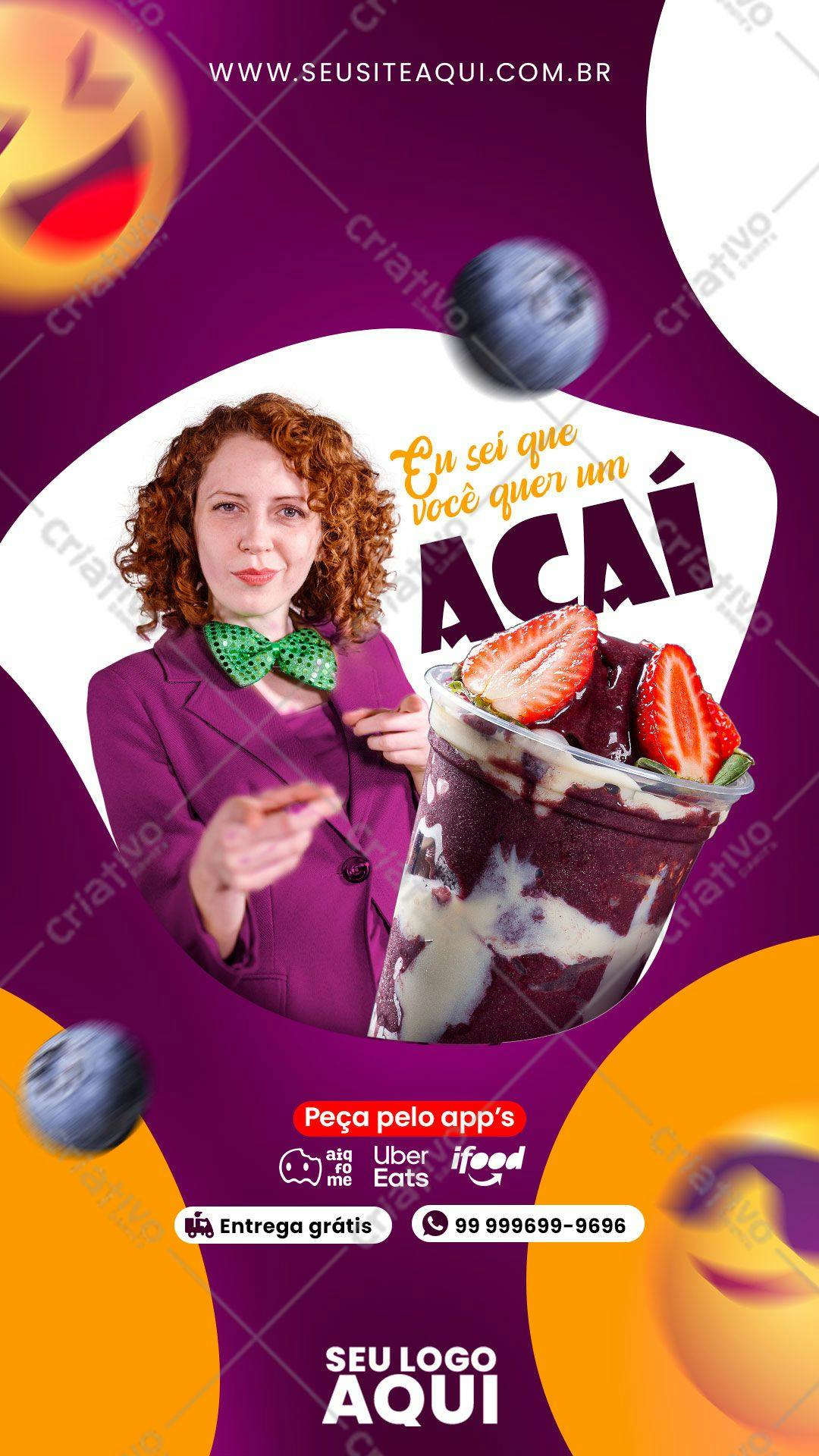 Flyer para Delivery de Açaí PSD Editável
