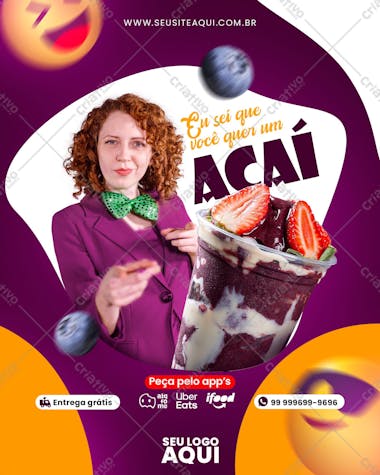 Feed | açaíteria | açaí | sorveteria | psd editável