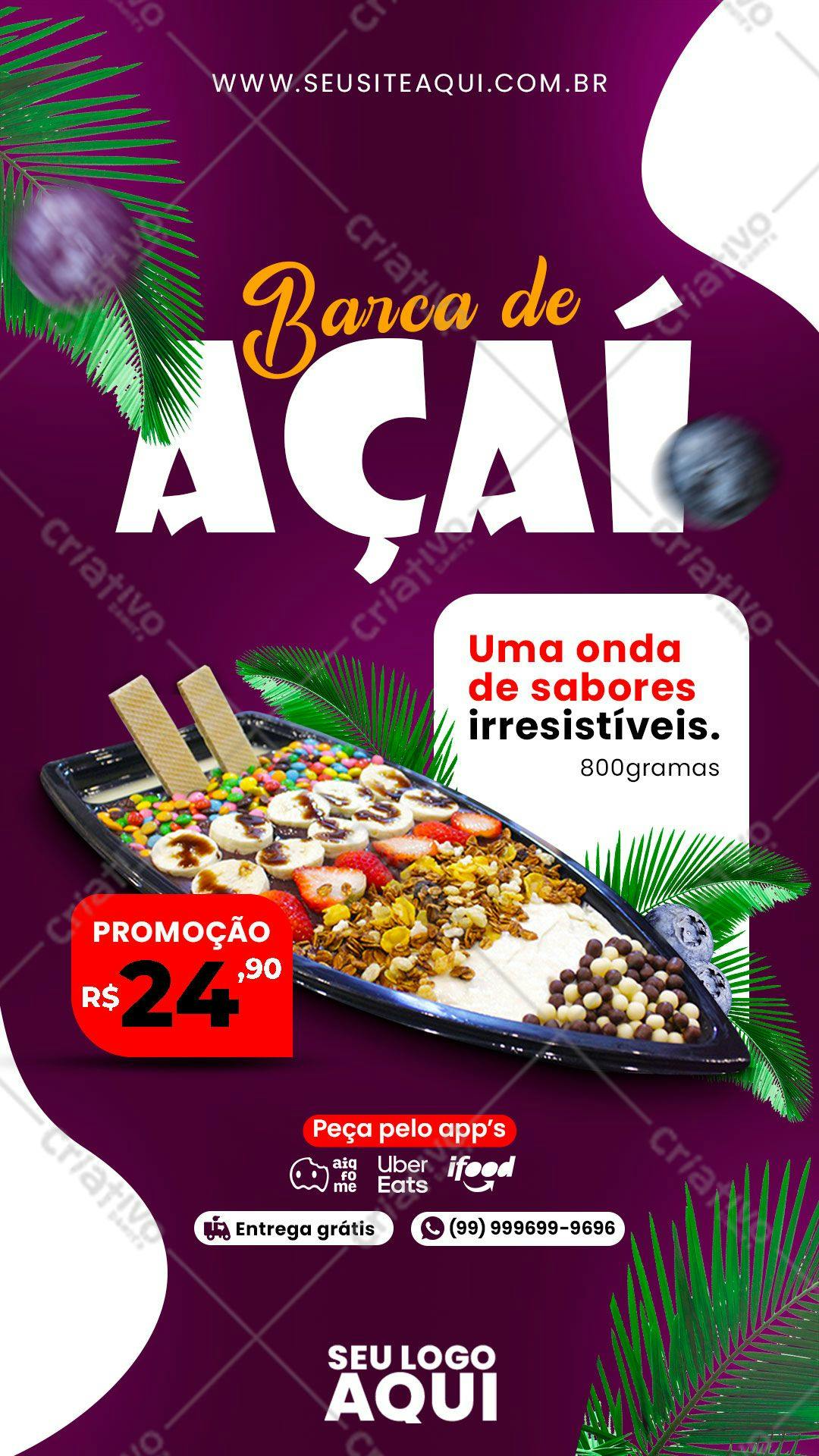 Flyer para Promoção de Açaí PSD Editável