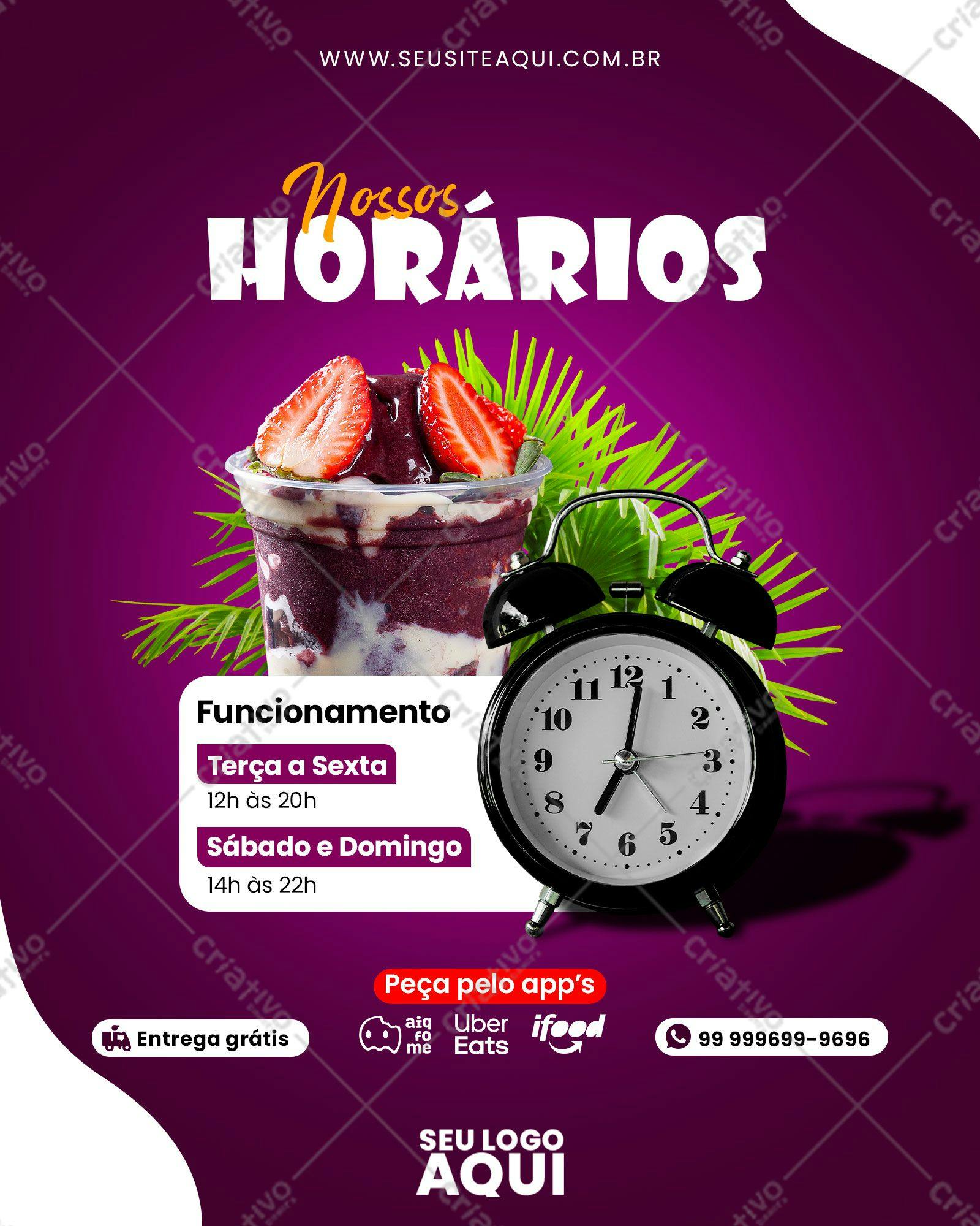 Cardápio de Açaí com Horários PSD Editável