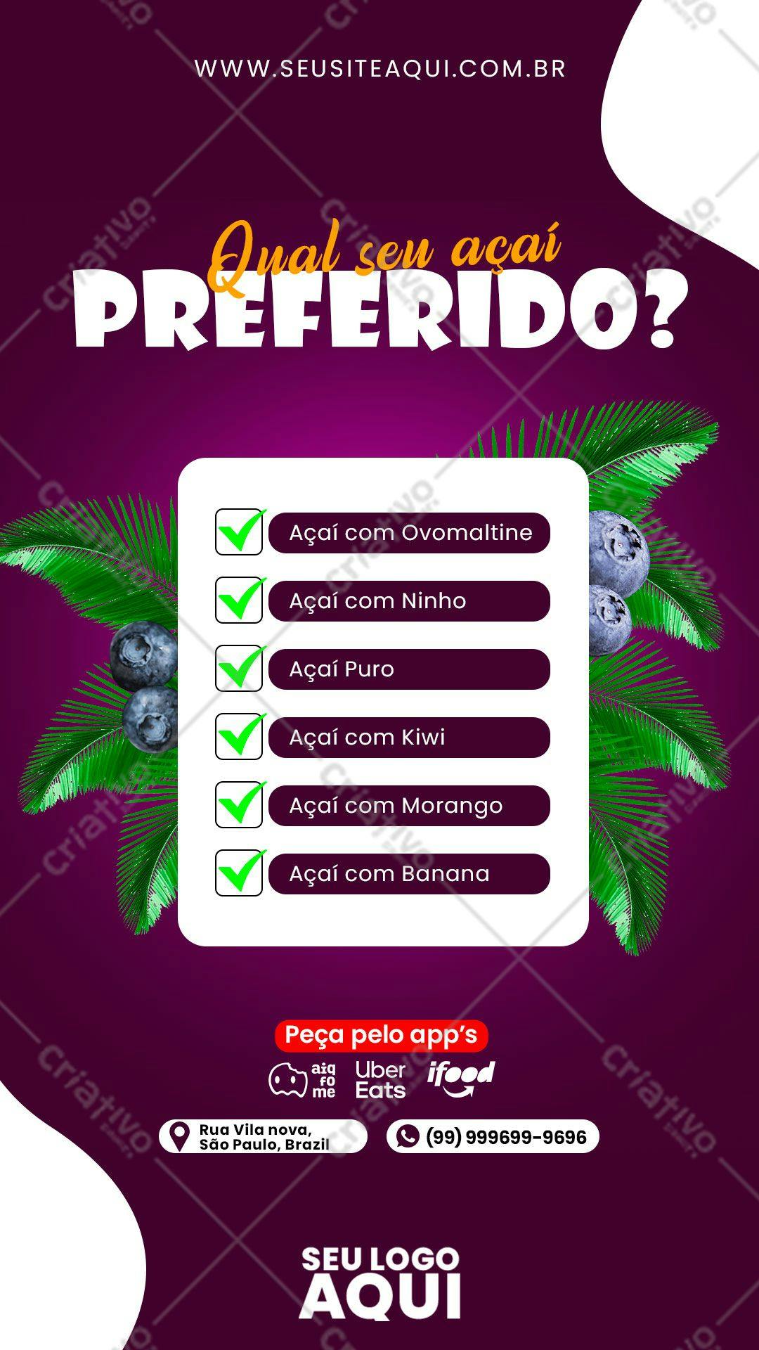 Cardápio de Açaí PSD Editável