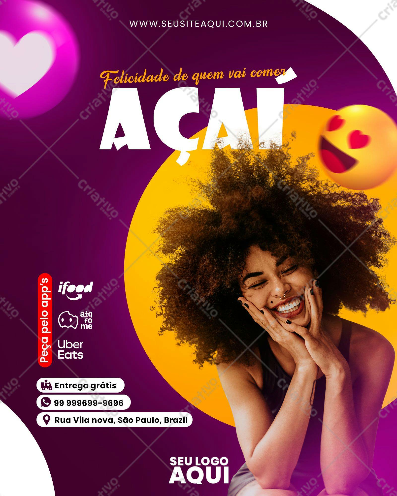 Flyer para Delivery de Açaí PSD Editável