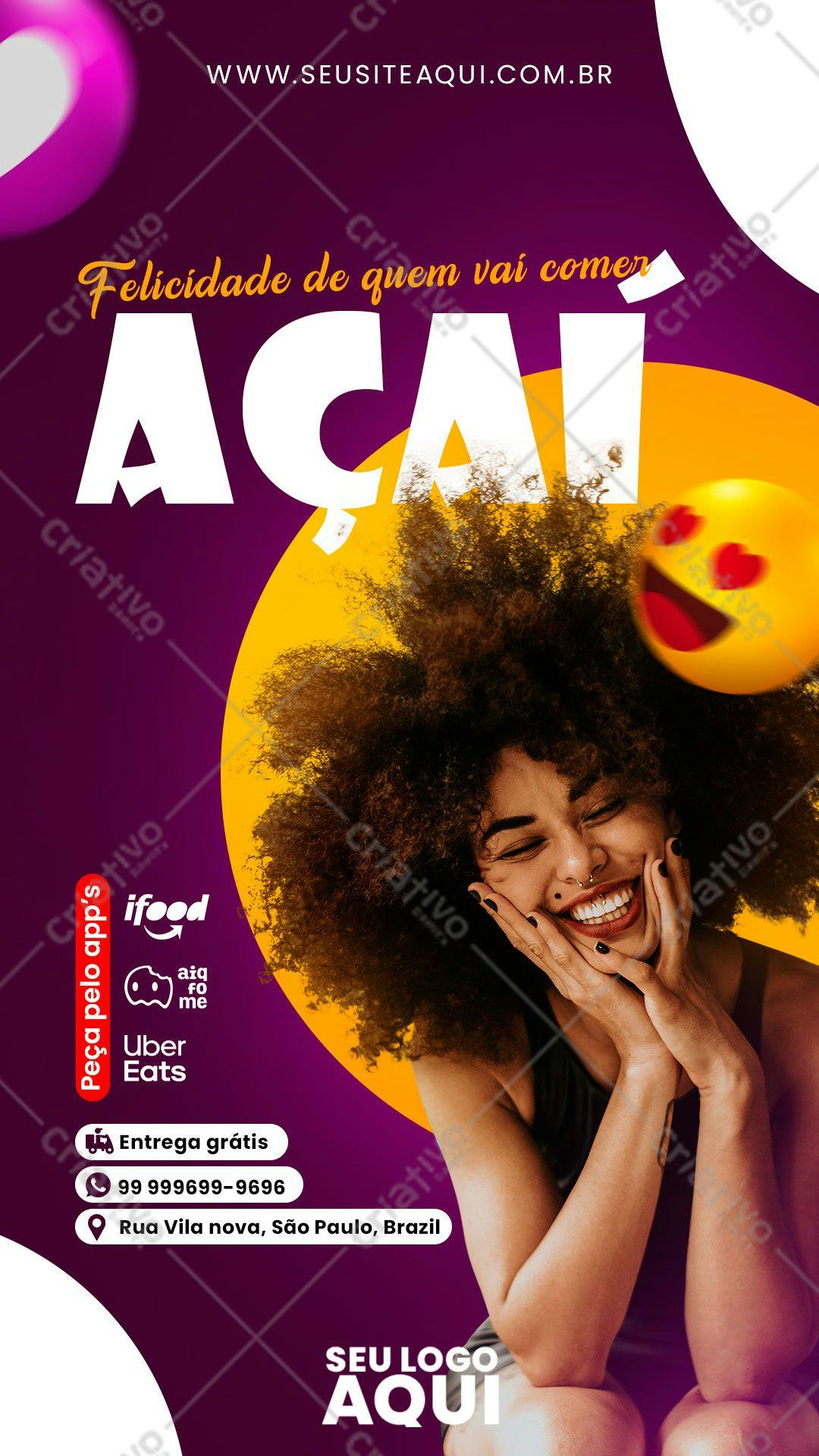 Flyer para Delivery de Açaí PSD Editável