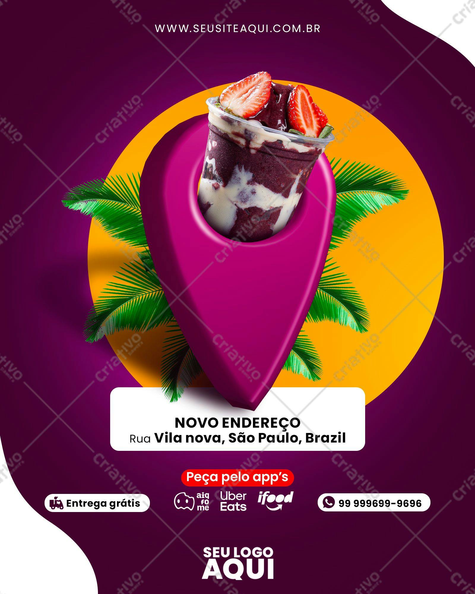 Postagem para Redes Sociais Açaí PSD Editável