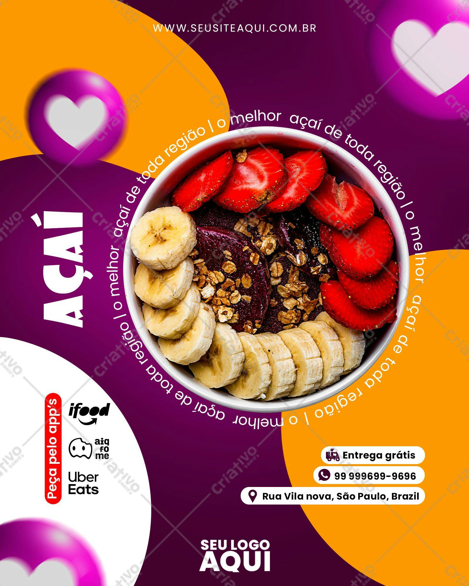 Template de Cardápio para Açaí PSD Editável
