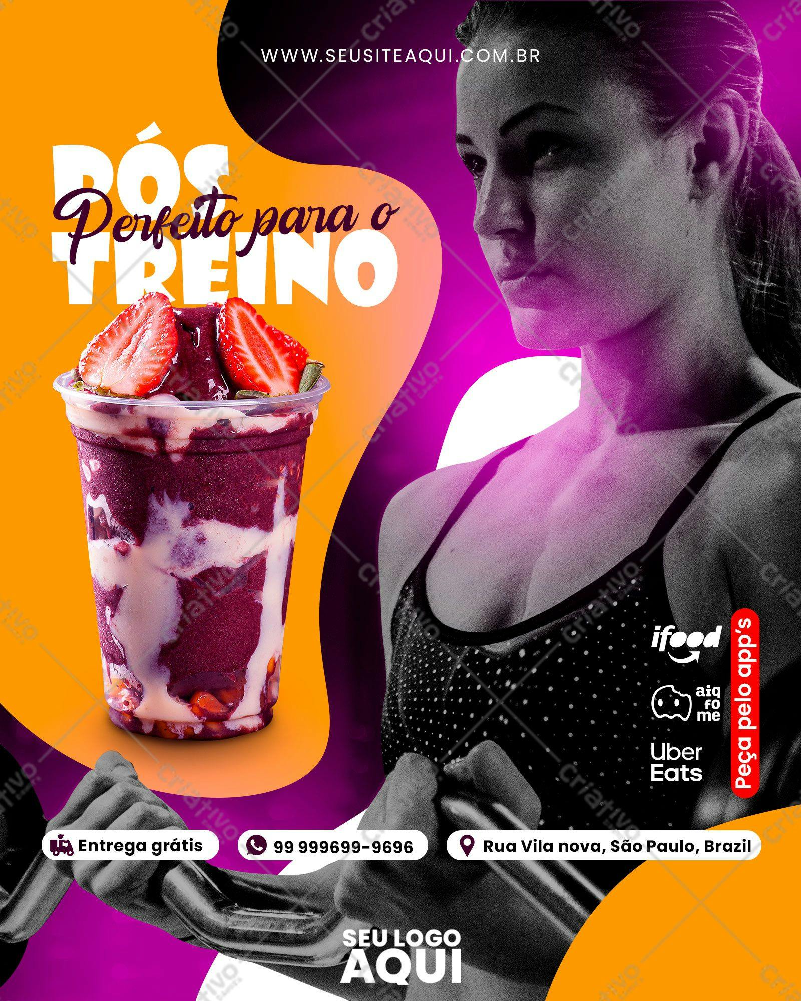 Post Treino Açaí PSD Editável