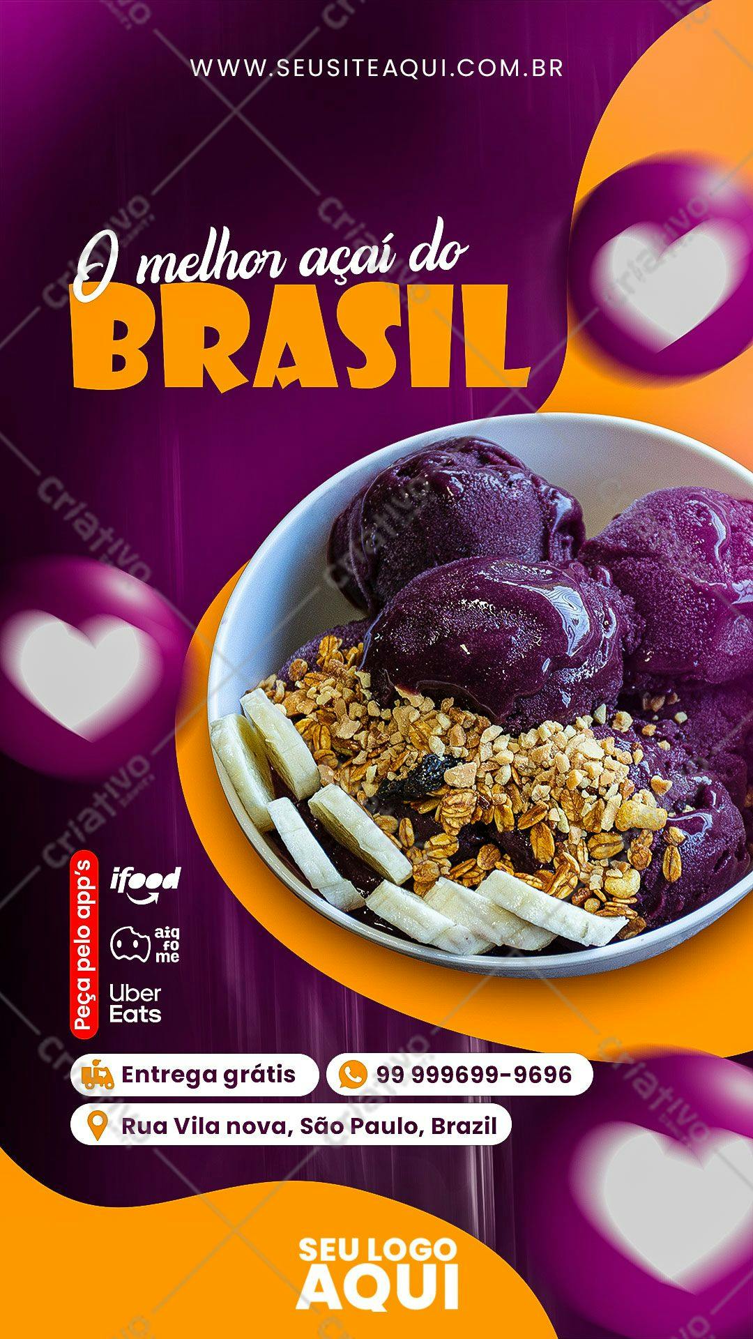 Template de Cardápio para Açaí PSD Editável